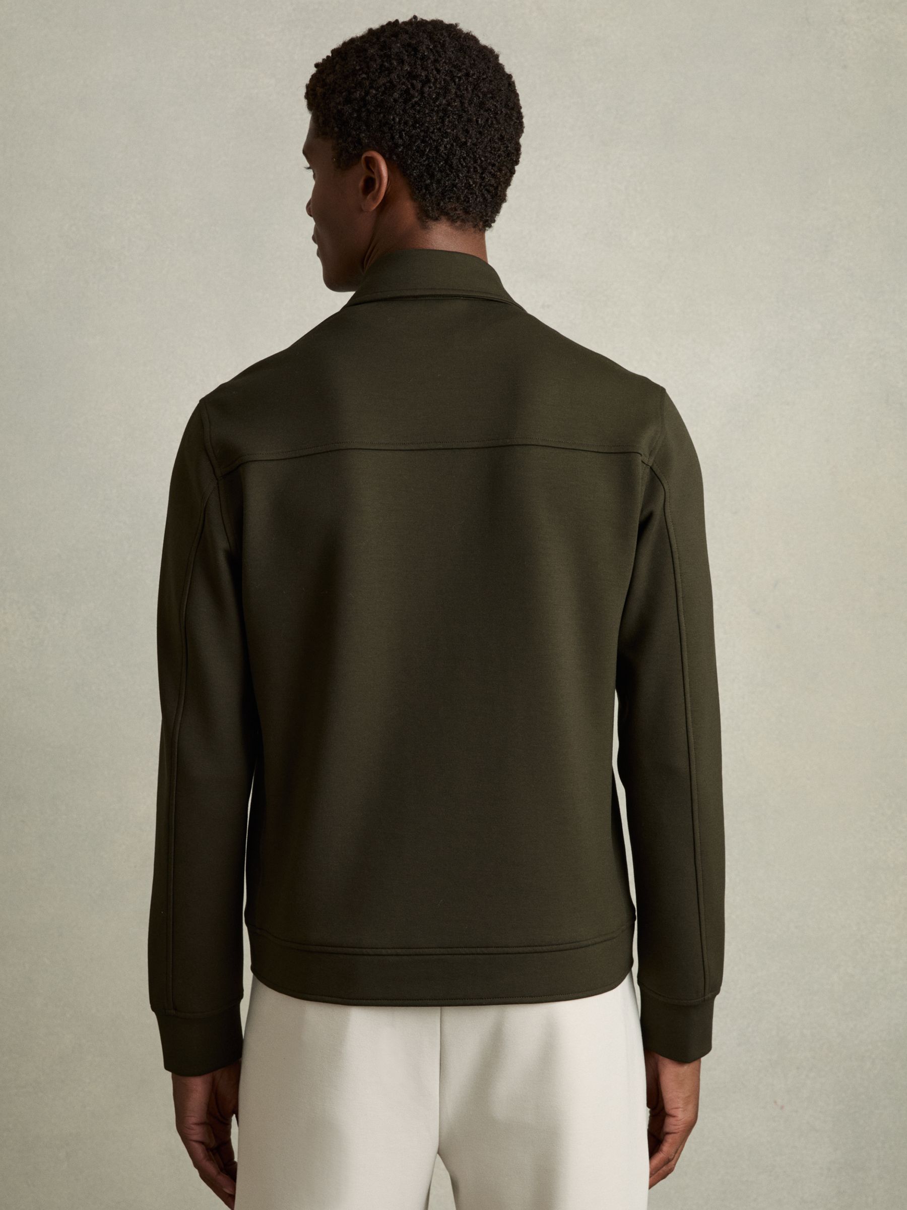 Interlock Jersey Zip-Through Overshirt in Forest Green - Image 5 of 6
