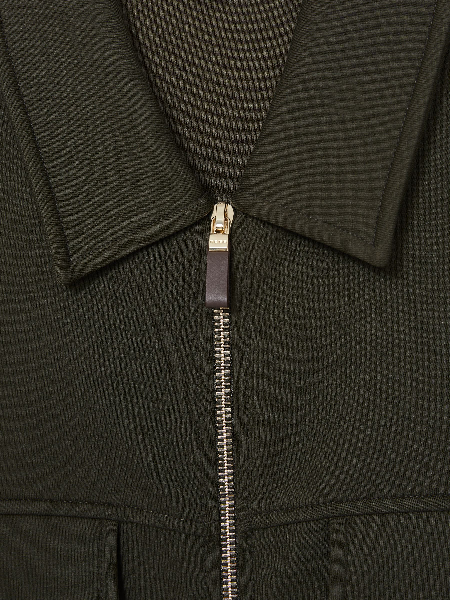 Interlock Jersey Zip-Through Overshirt in Forest Green - Image 6 of 6