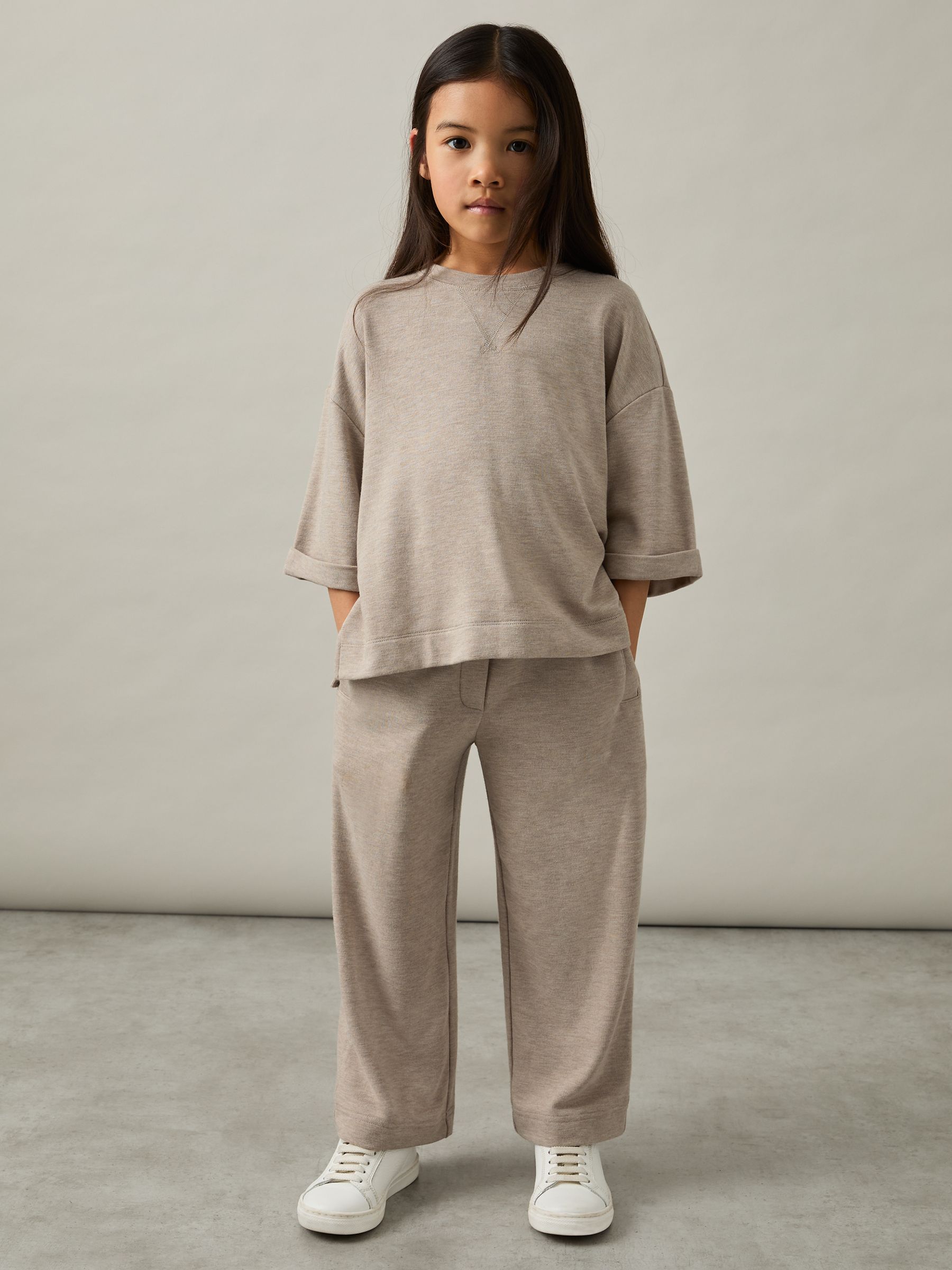 4-9 yrs Top And Trousers Lightweight Lounge Set in Oatmeal - Image 1 of 4
