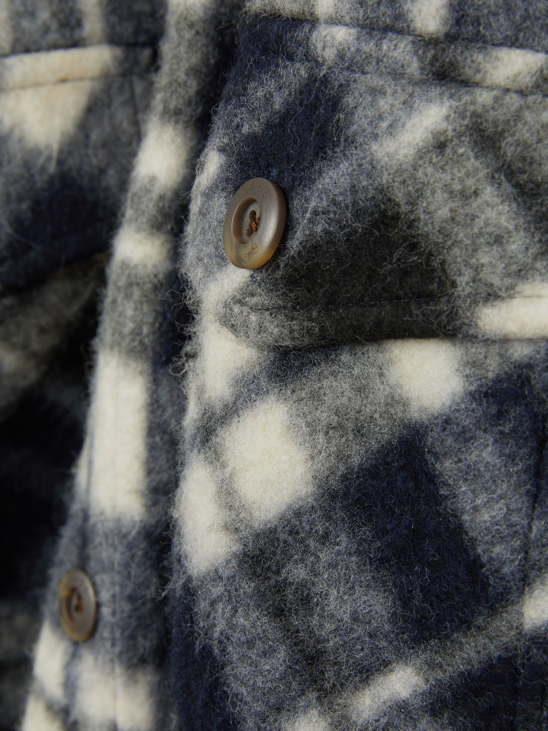 Patch-Pocket Checked Overshirt in Navy - Image 5 of 5