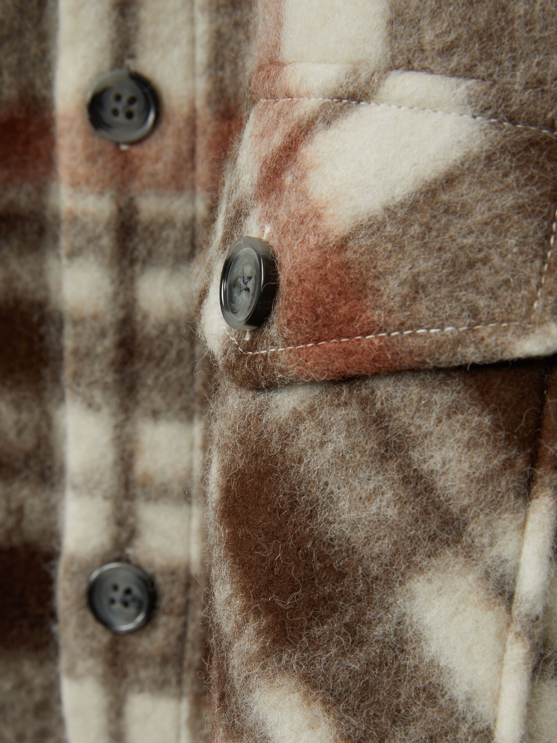 Patch-Pocket Checked Overshirt in Brown - Image 6 of 6