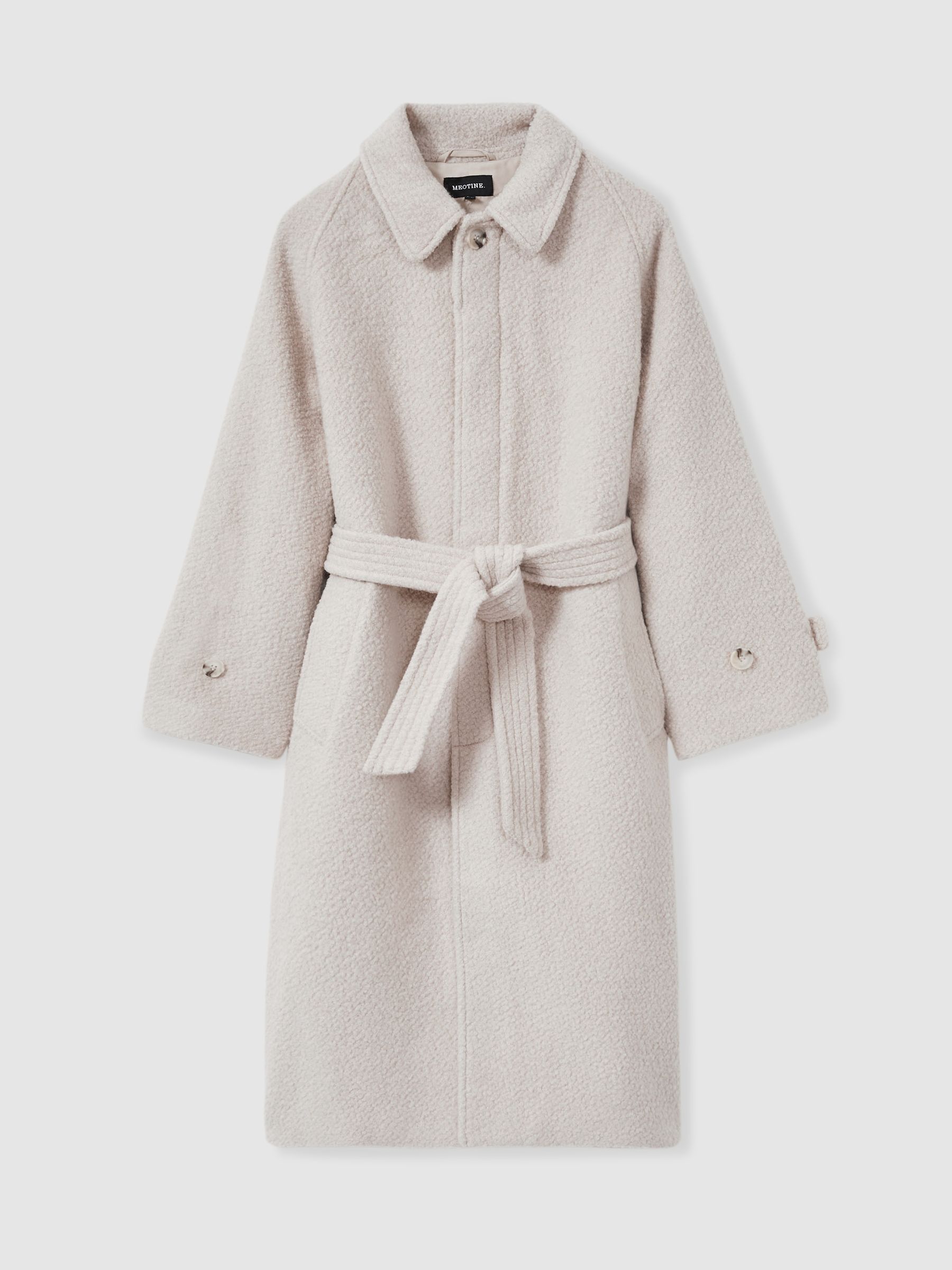 Reiss Meotine Wool-Blend Bouclé Coat in Cream | REISS