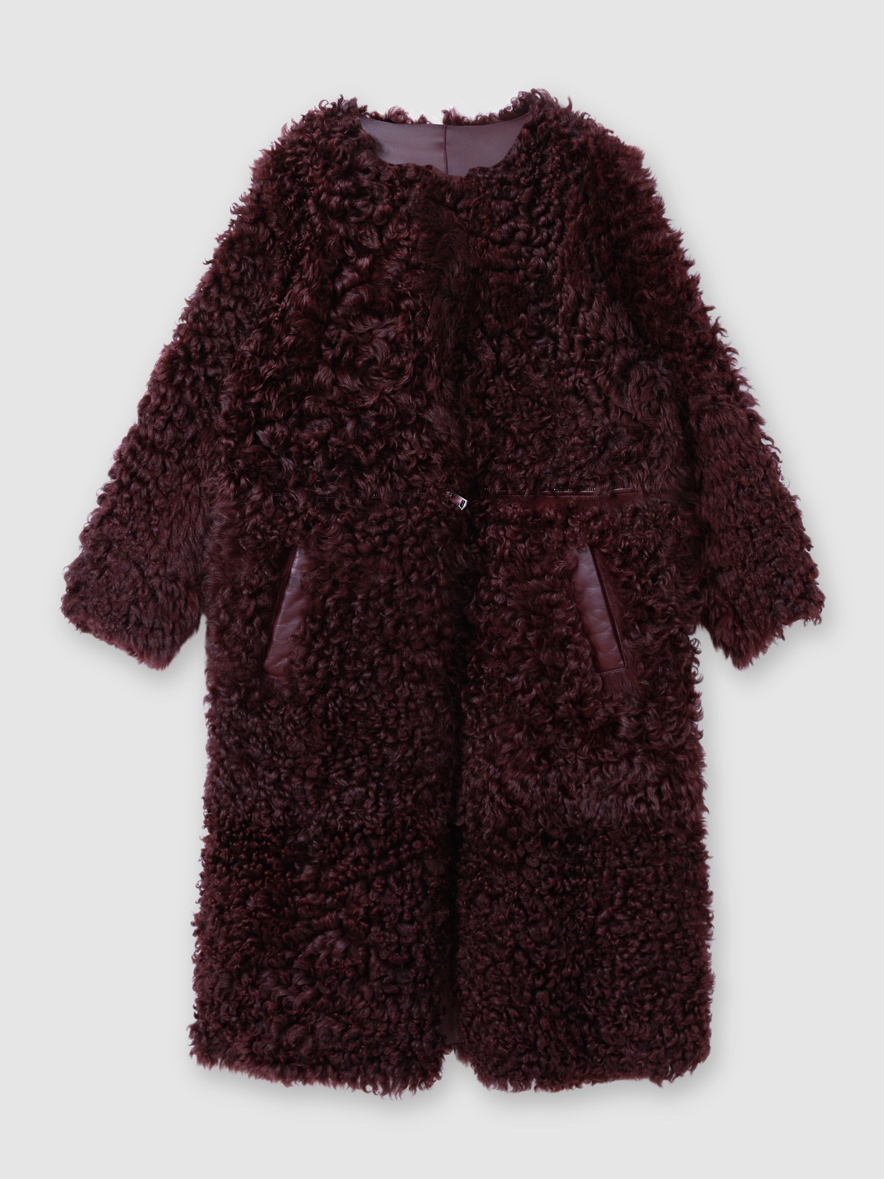 Atelier Shearling Convertible Coat in Burgundy - Image 2 of 6