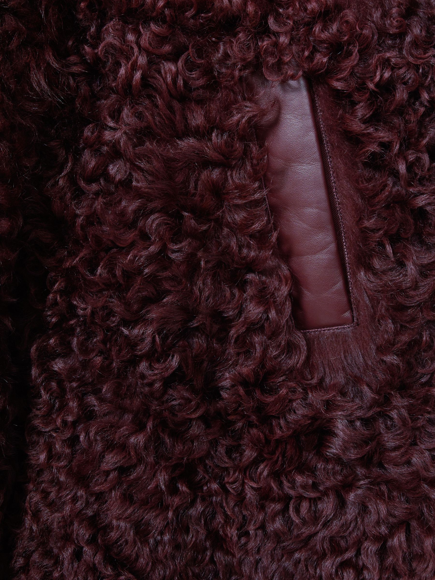 Atelier Shearling Convertible Coat in Burgundy - Image 6 of 6