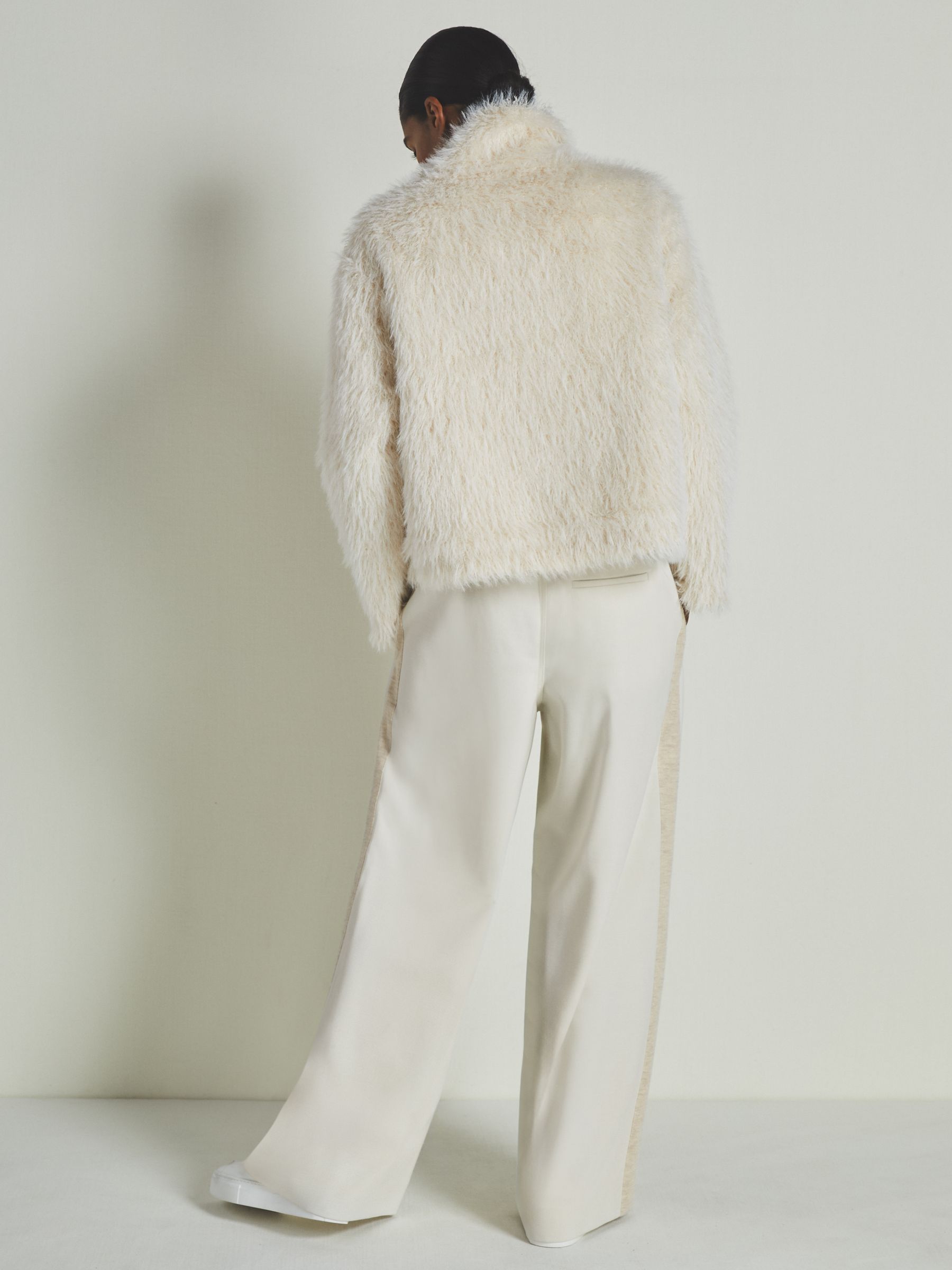 Reiss | Les 100 Ciels Faux-Fur Coat in Cream - image 5