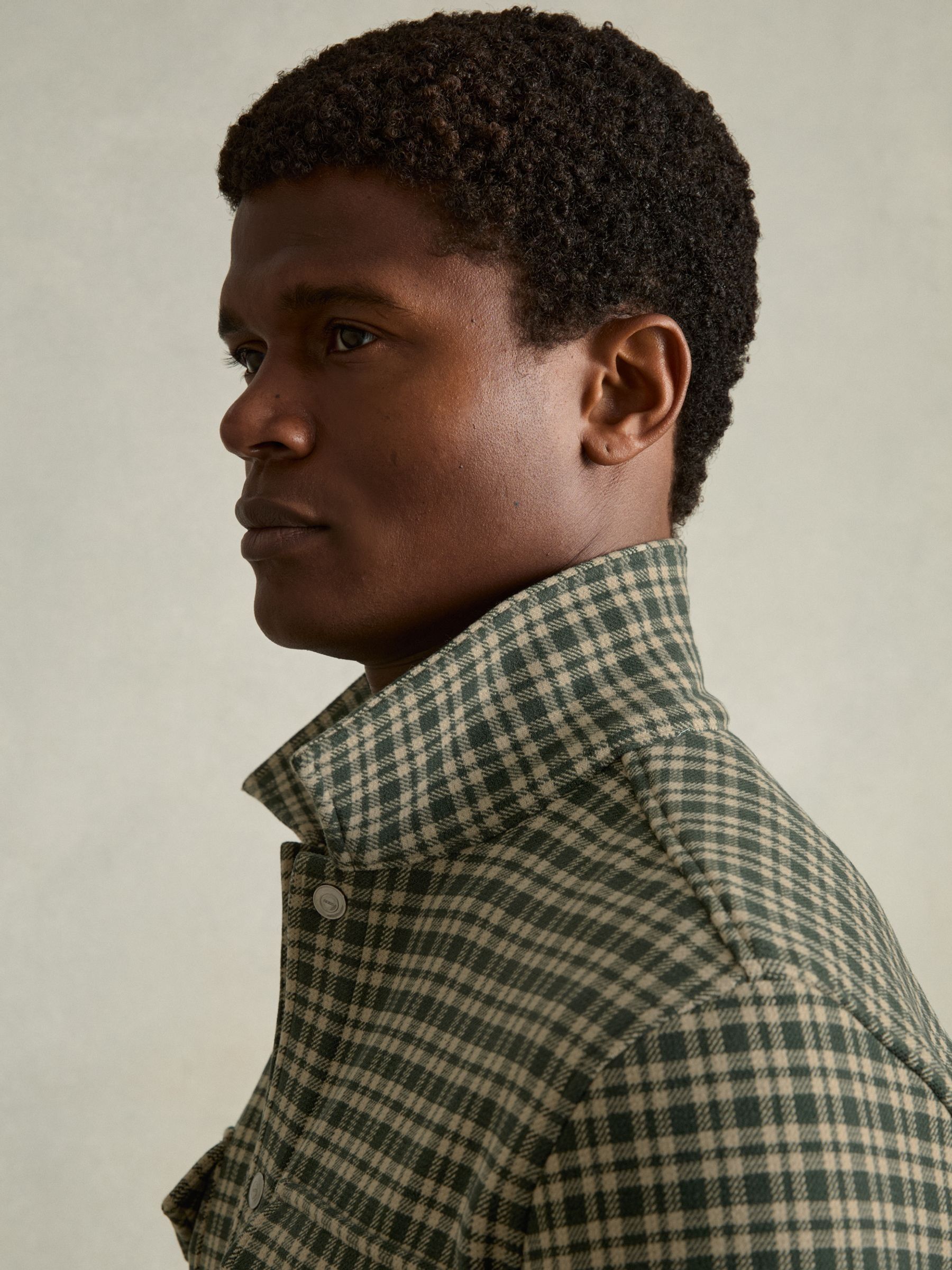 Check Patch-Pocket Overshirt in Green - Image 4 of 6