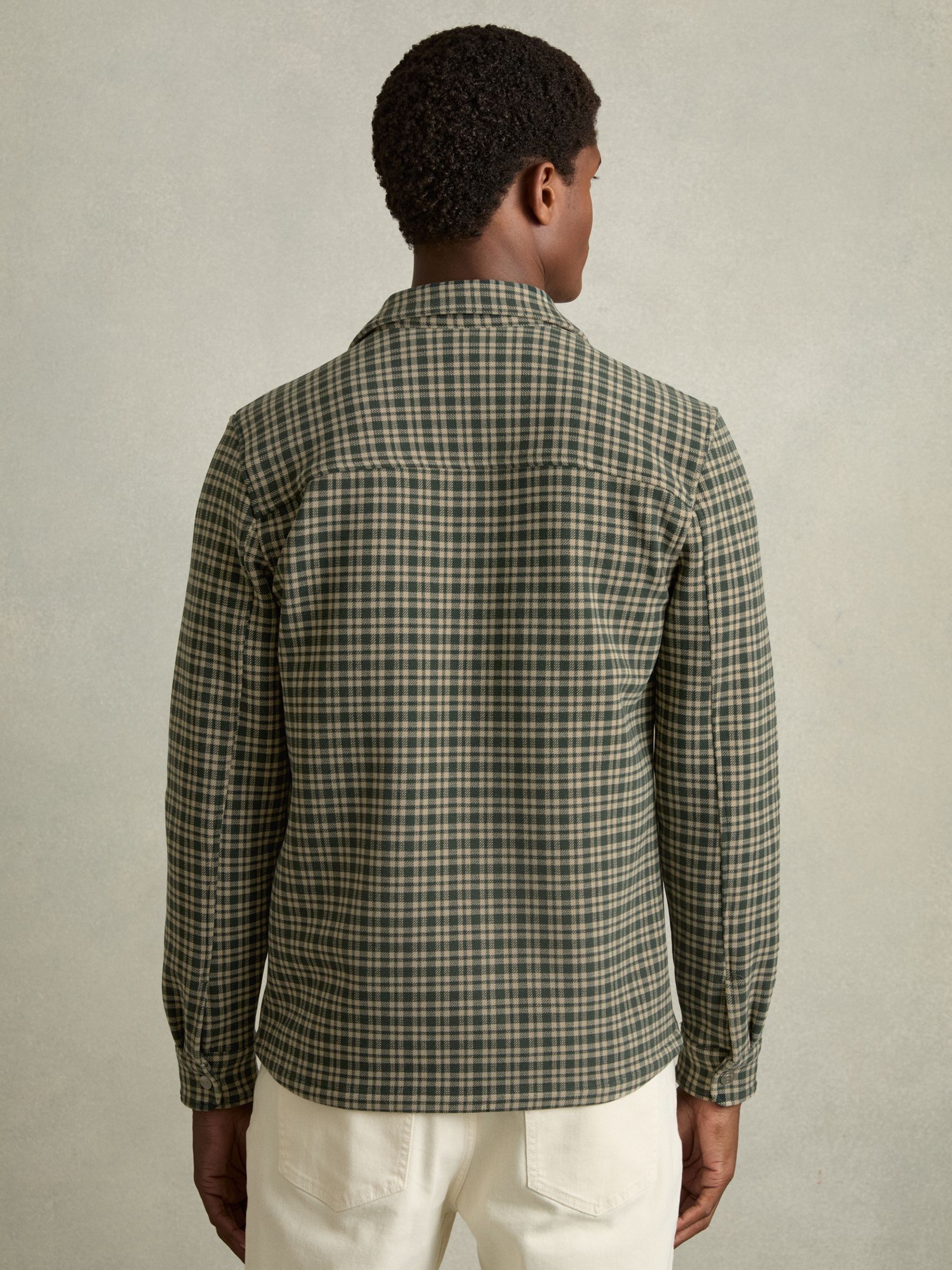 Check Patch-Pocket Overshirt in Green - Image 5 of 6