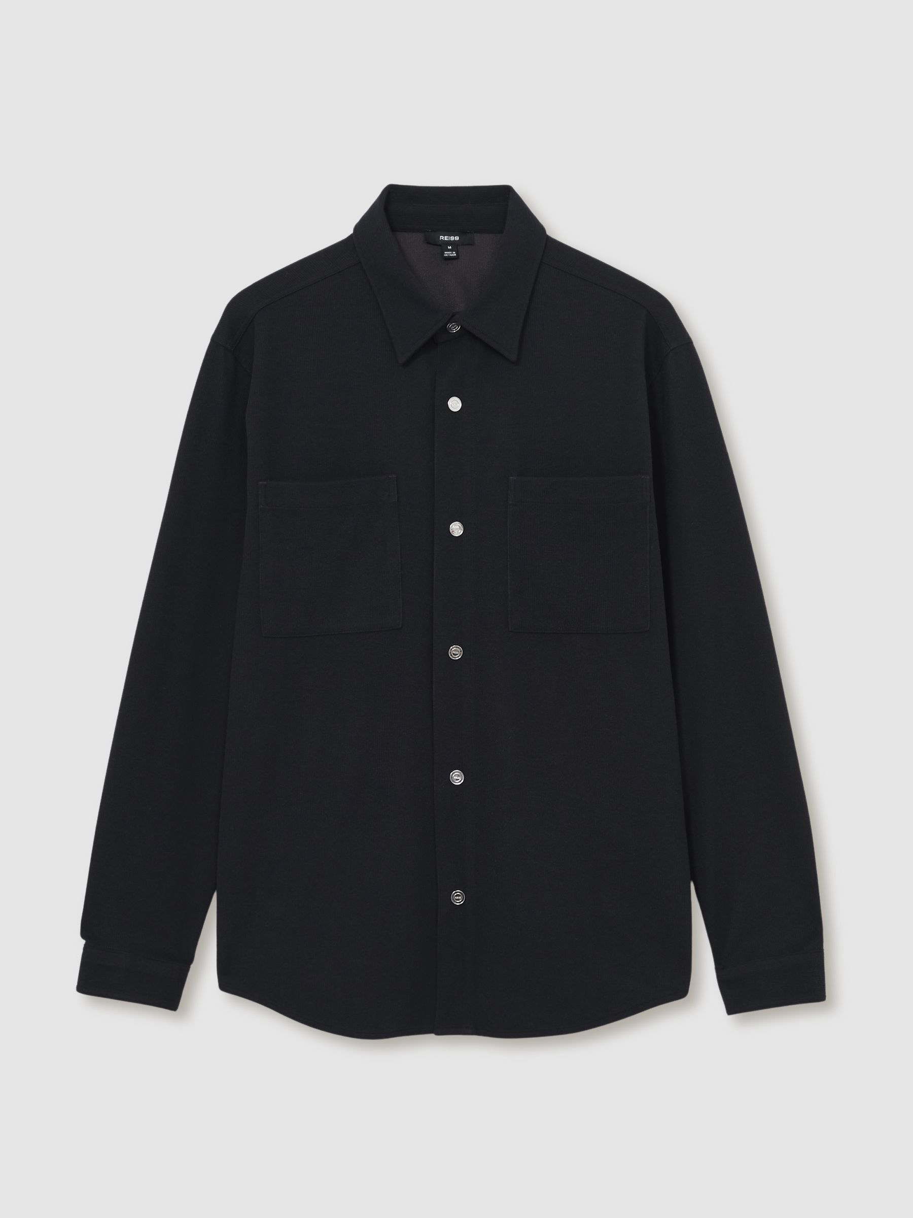 Brushed Corduroy Press-Stud Overshirt in Navy - Image 2 of 7