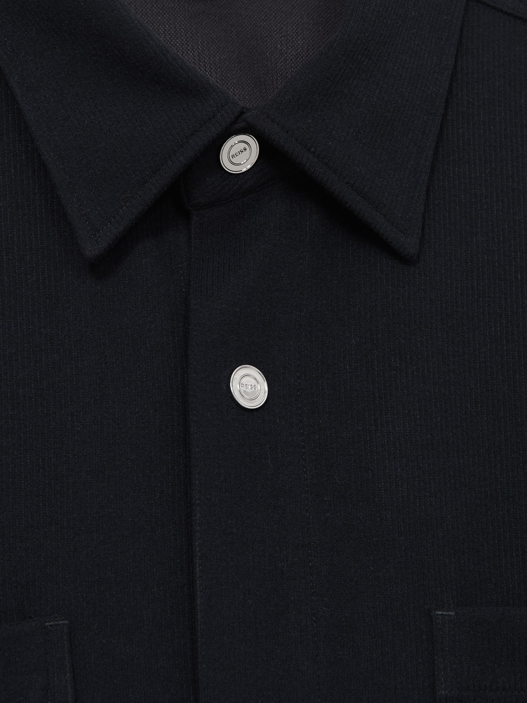 Brushed Corduroy Press-Stud Overshirt in Navy - Image 7 of 7