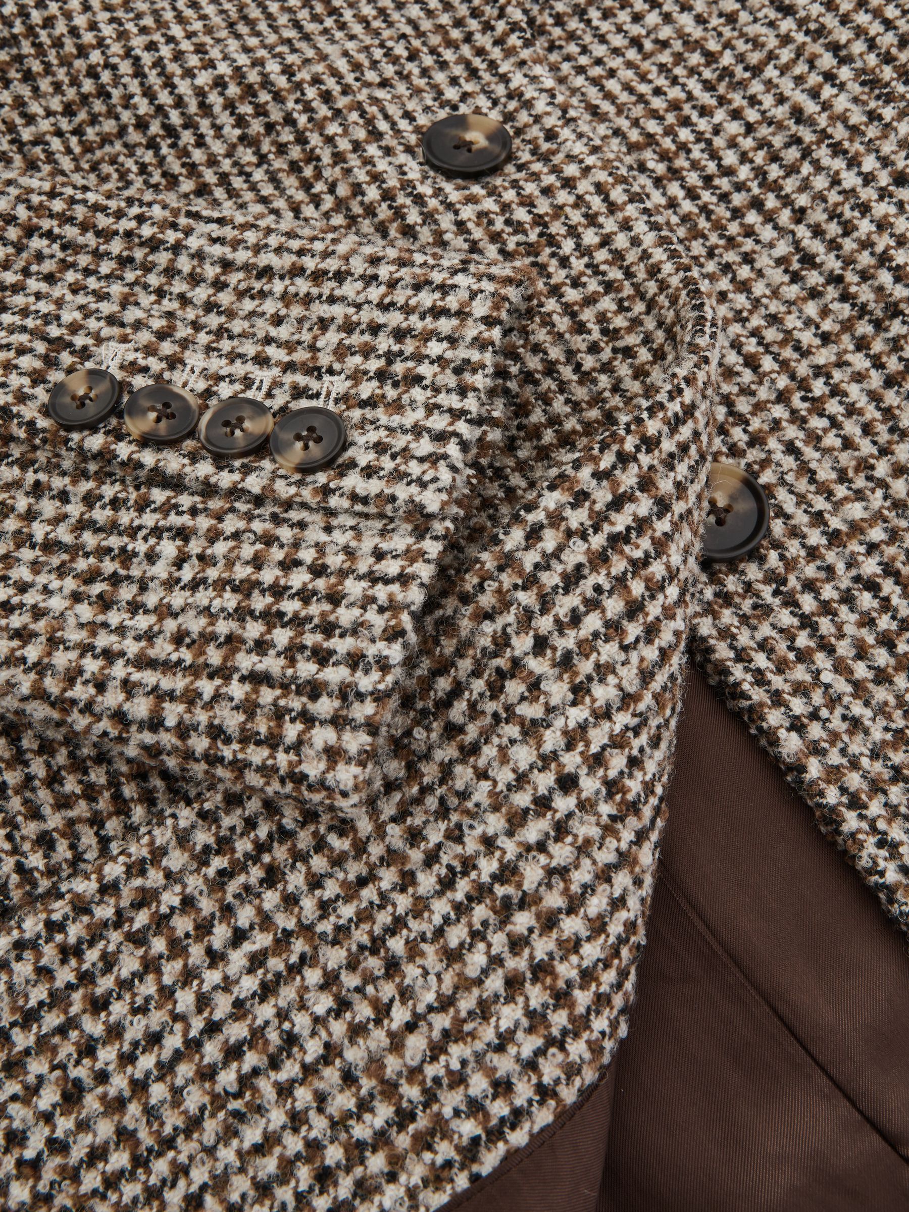 Wool-Blend Houndstooth-Check Coat in Brown Check - Image 7 of 7