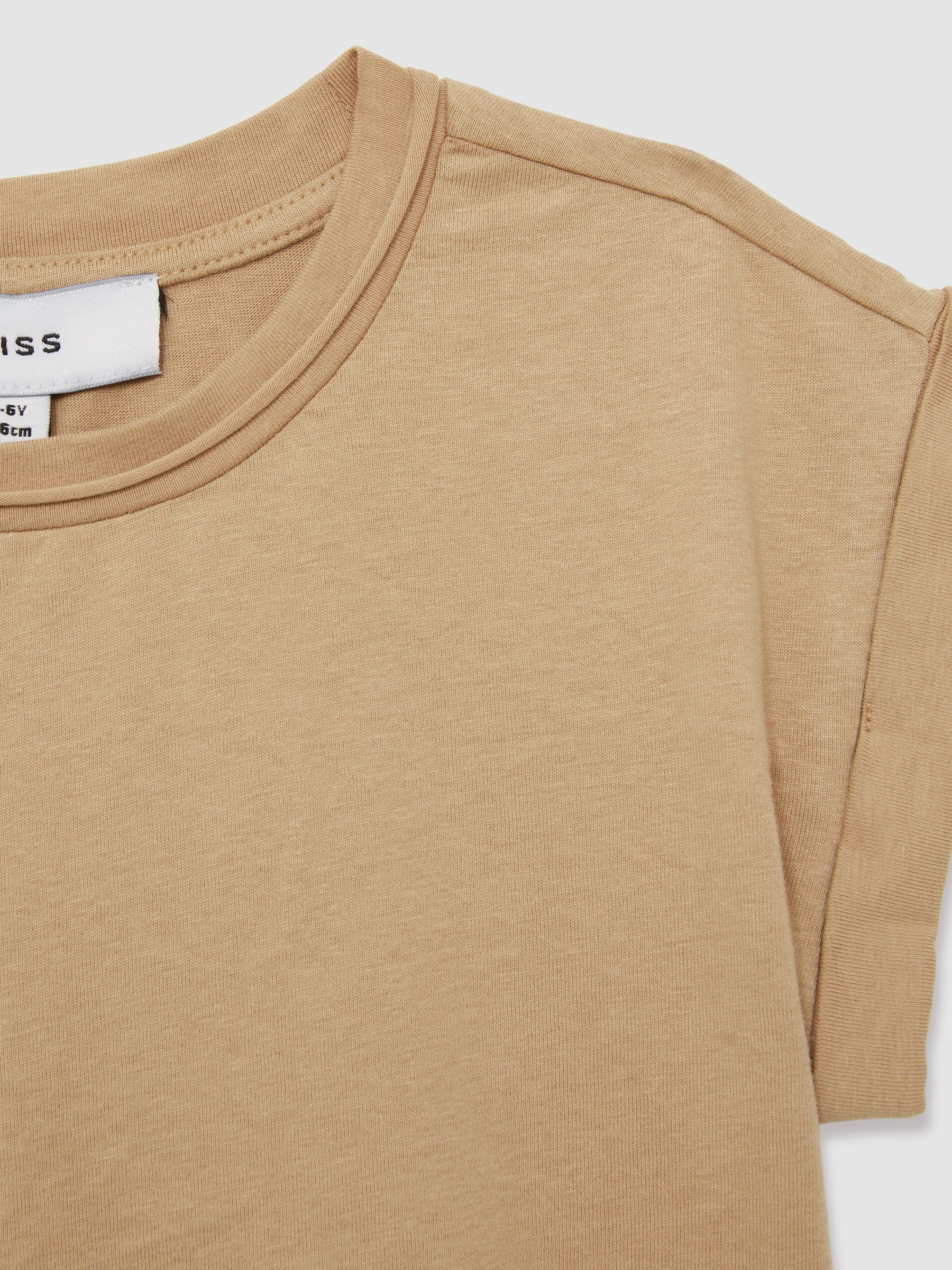 4-9 yrs Cotton-Jersey Cropped T-Shirt in Camel - Image 4 of 4