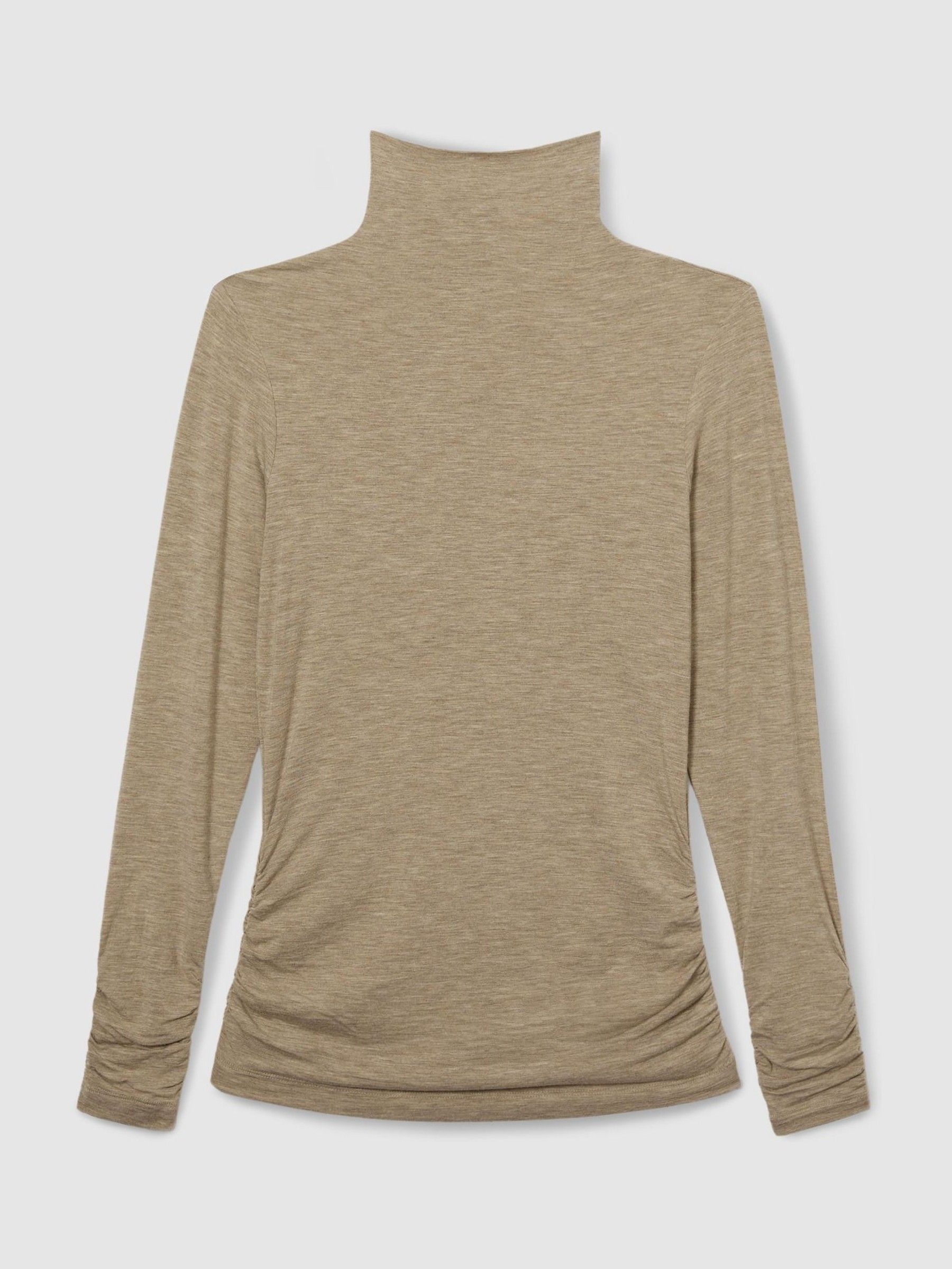 Ruched Jersey Top with Wool in Neutral - Image 2 of 8