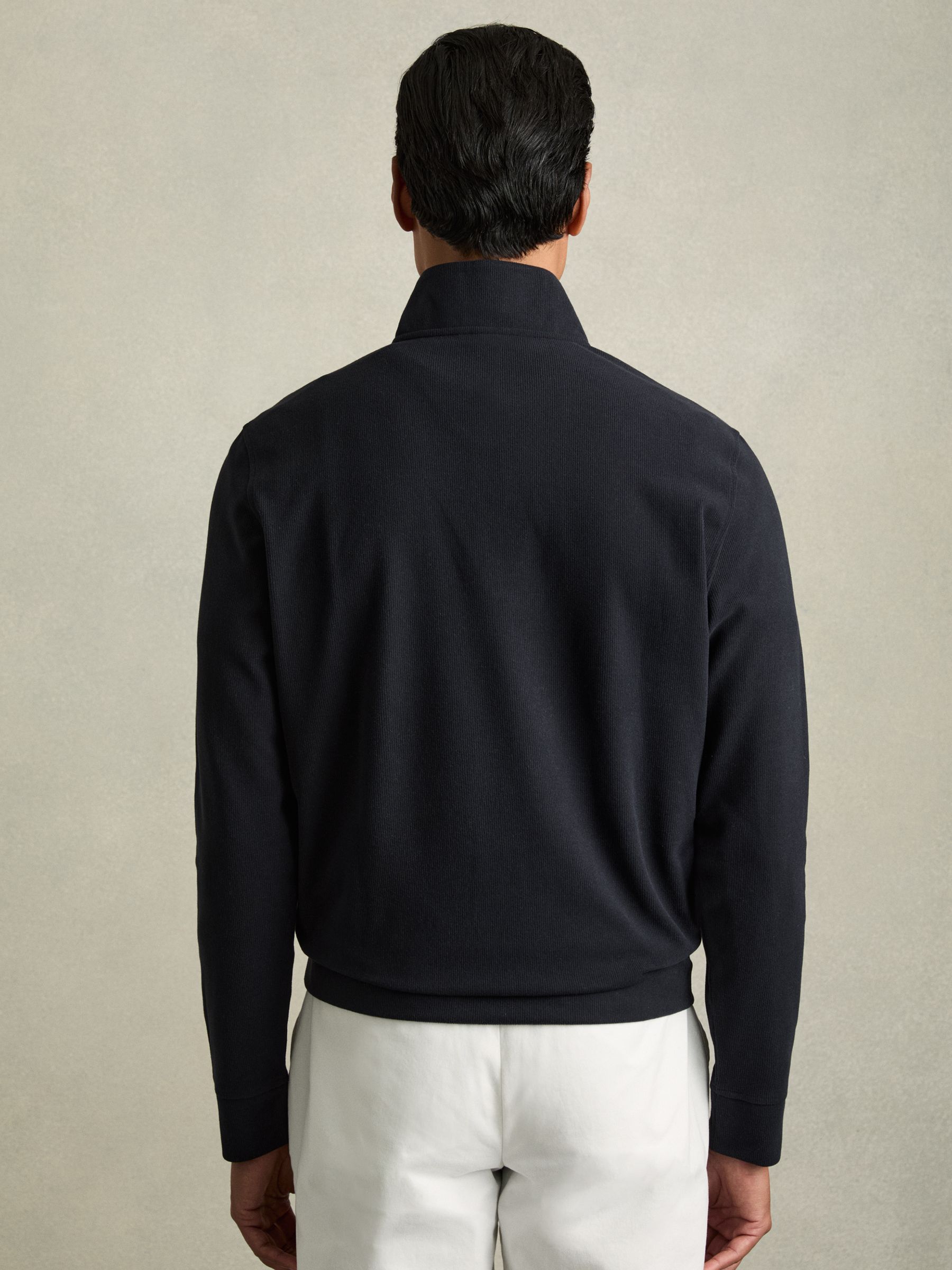 Brushed-Corduroy Half-Zip Jumper in Navy - Image 5 of 6