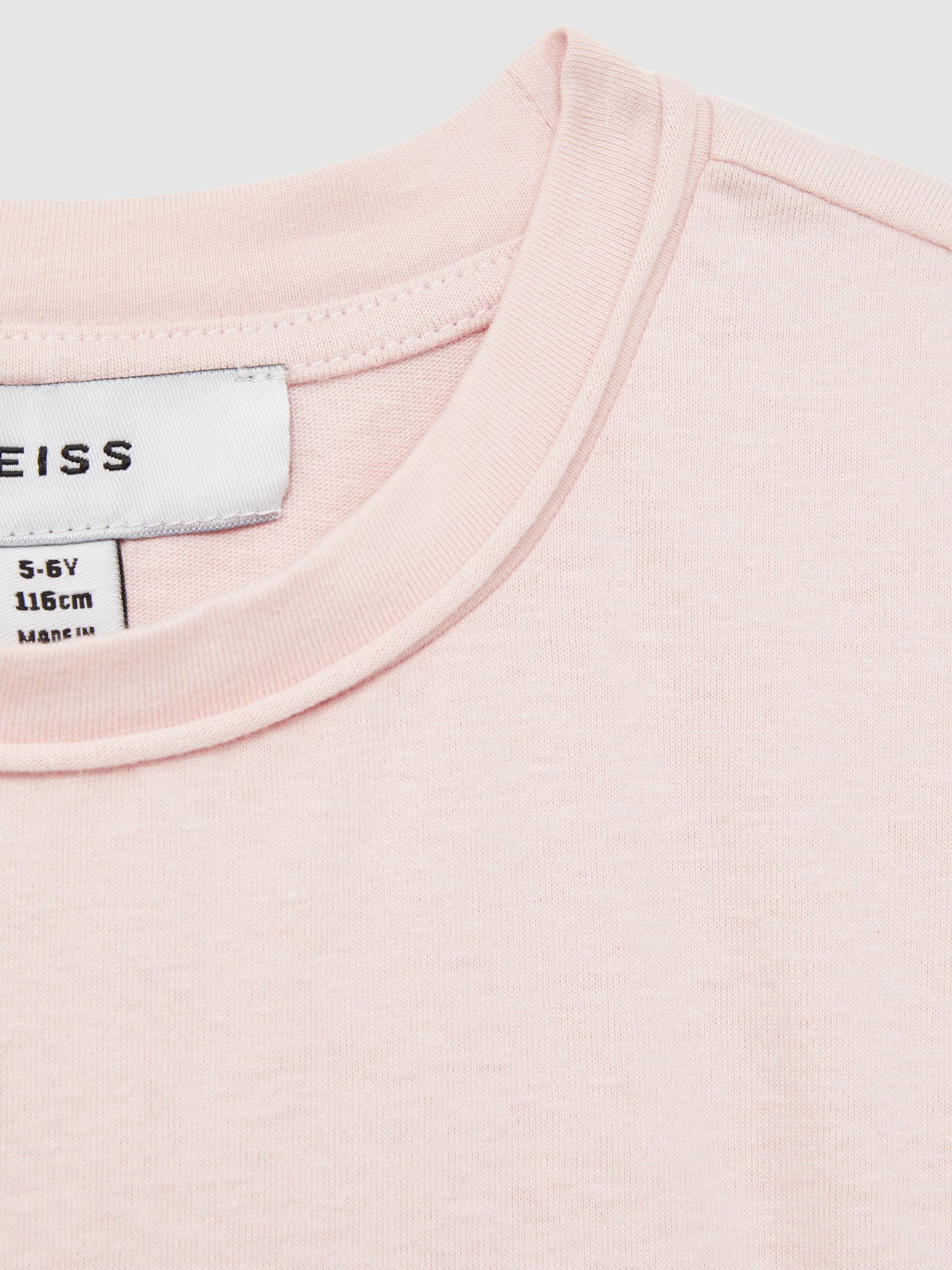 4-9 yrs Cotton-Jersey Cropped T-Shirt in Pale Pink - Image 4 of 4