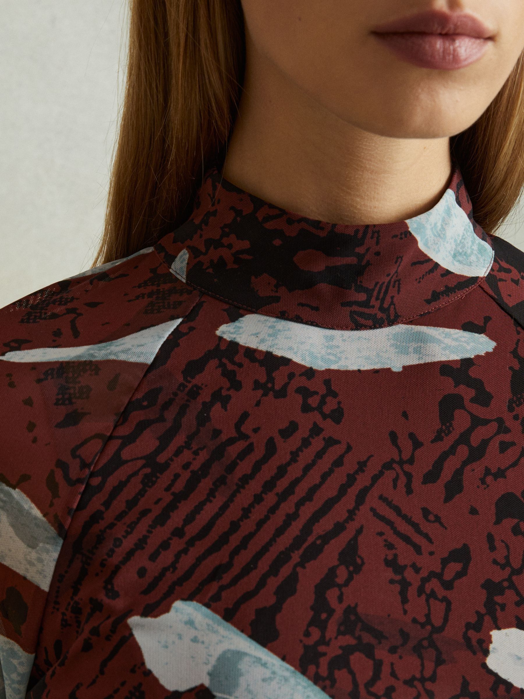 Printed Ruched Top in Burgundy - Image 3 of 6