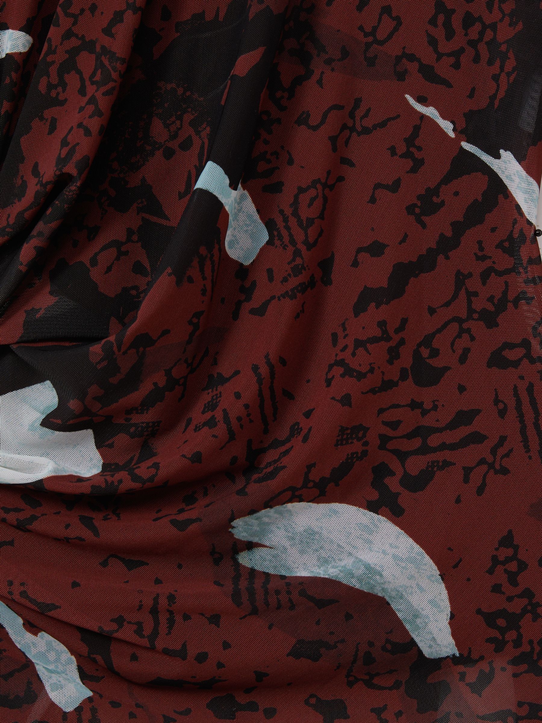 Printed Ruched Top in Burgundy - Image 6 of 6