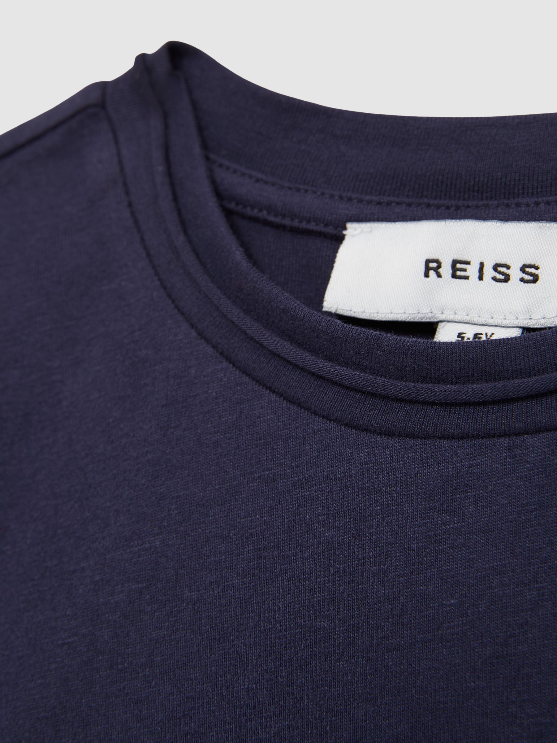 4-9 yrs Cotton-Jersey Cropped T-Shirt in Navy - Image 4 of 4