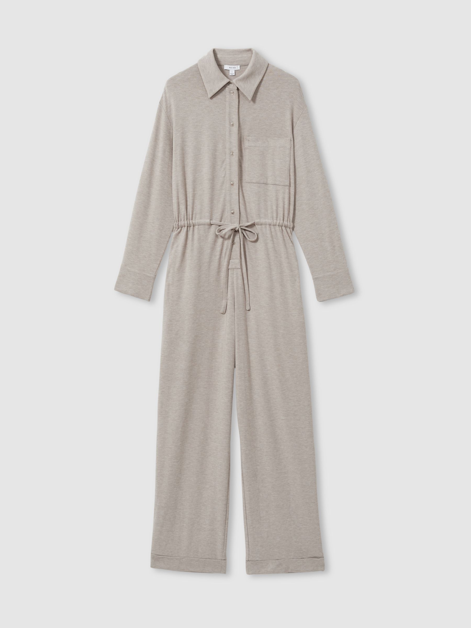 Thermal Jersey Drawstring Jumpsuit in Fawn - Image 2 of 6