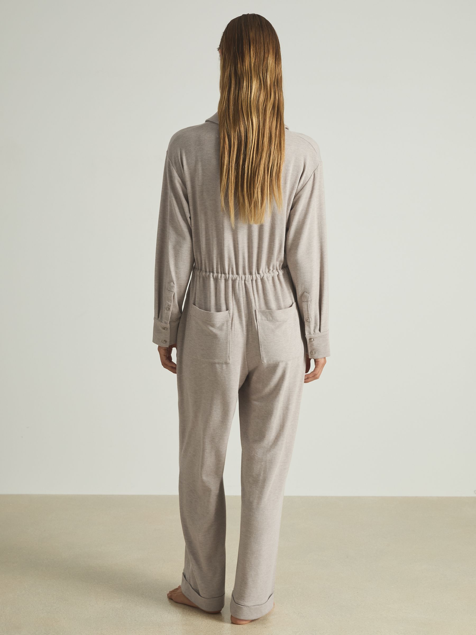 Thermal Jersey Drawstring Jumpsuit in Fawn - Image 4 of 6