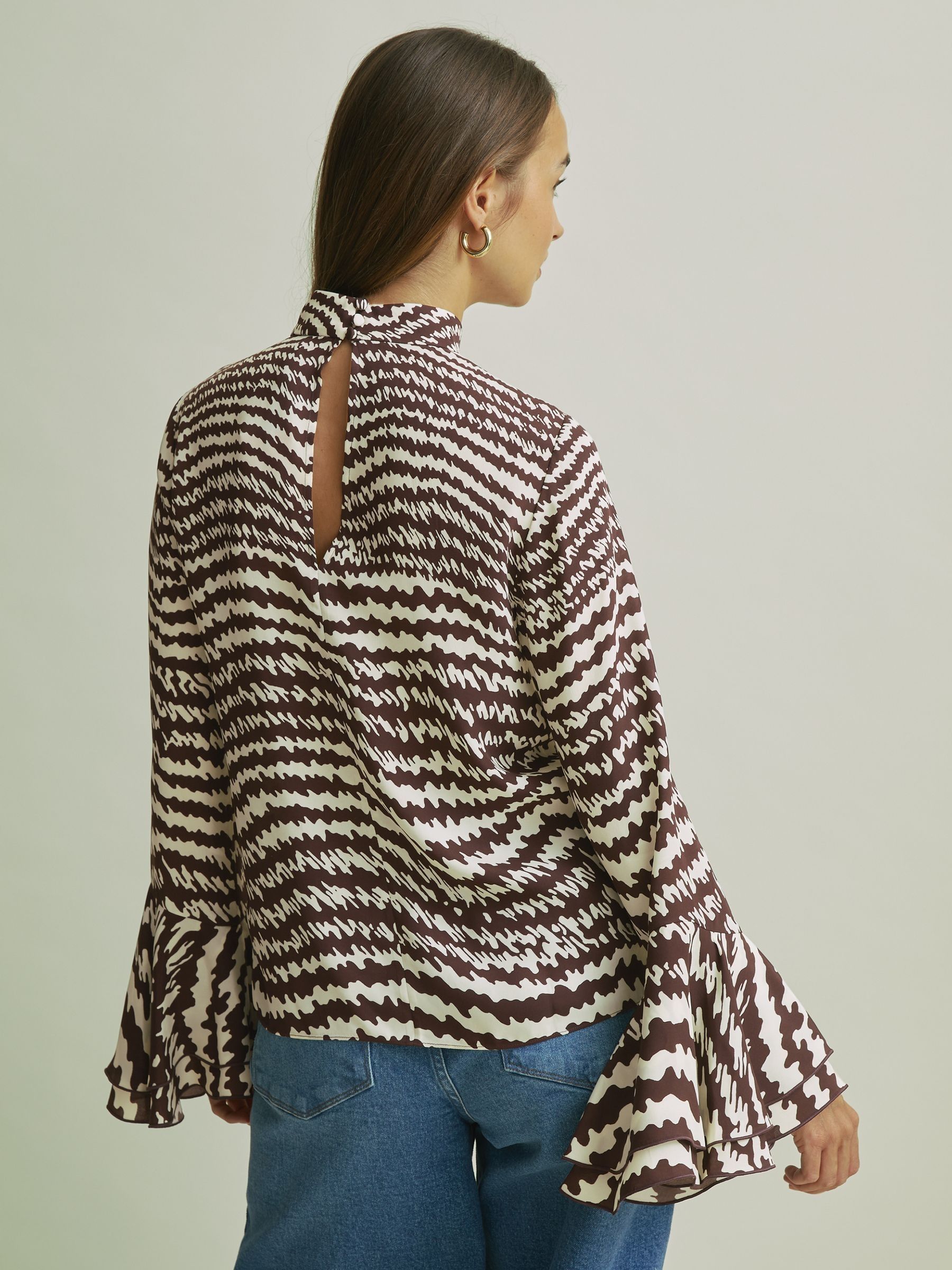 Florere Tiered Sleeve Chocolate Blouse in Chocolate - Image 5 of 7