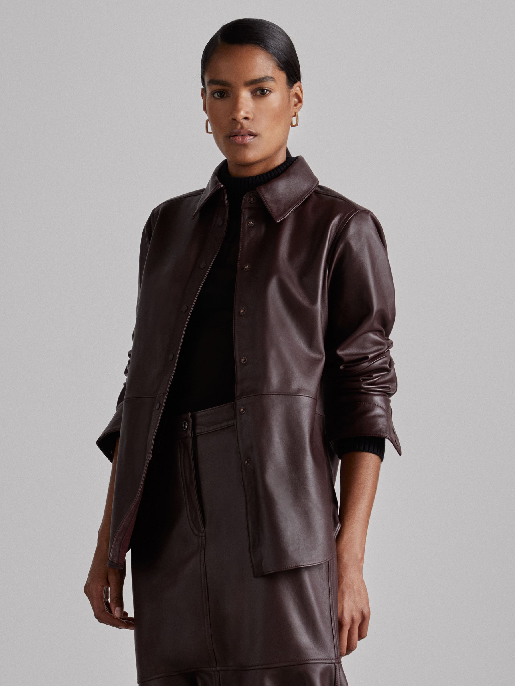 Atelier Leather Shirt in Oxblood - Image 3 of 7