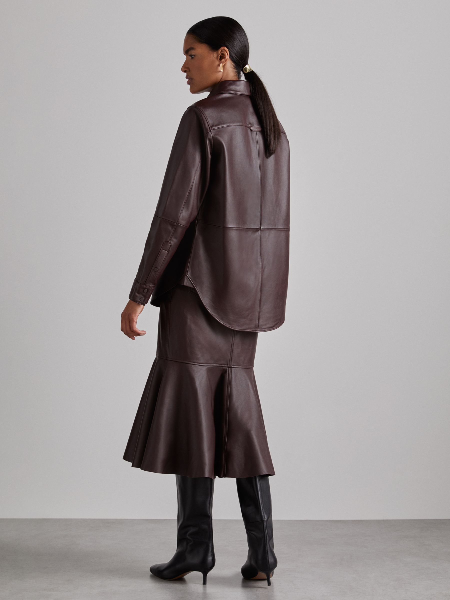 Atelier Leather Shirt in Oxblood - Image 6 of 7