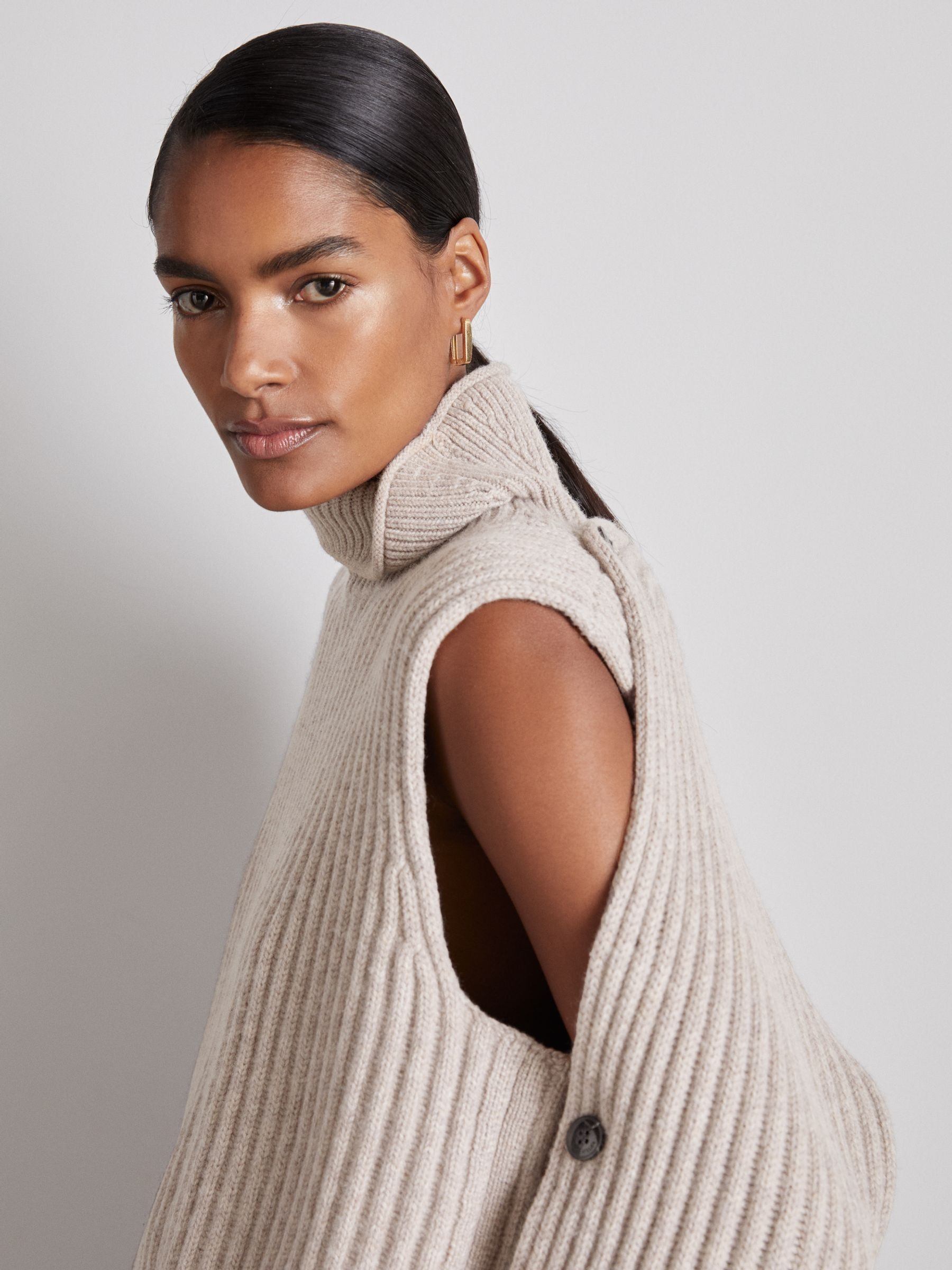 Atelier Wool-Blend Buttoned-Sleeve Jumper with Cashmere in Neutral - Image 5 of 7