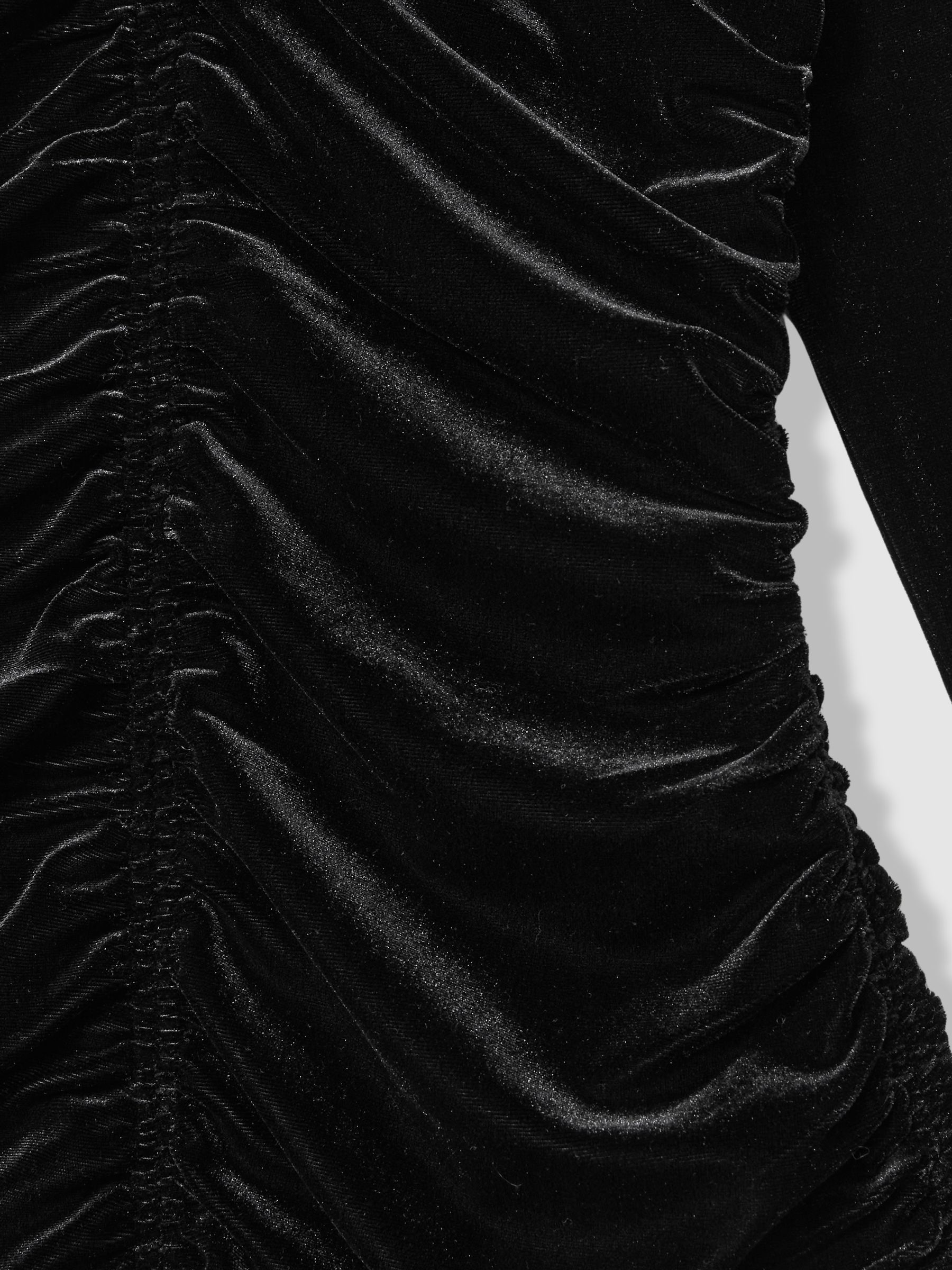 Velvet Ruched Long-Sleeve Top in Black - Image 6 of 6