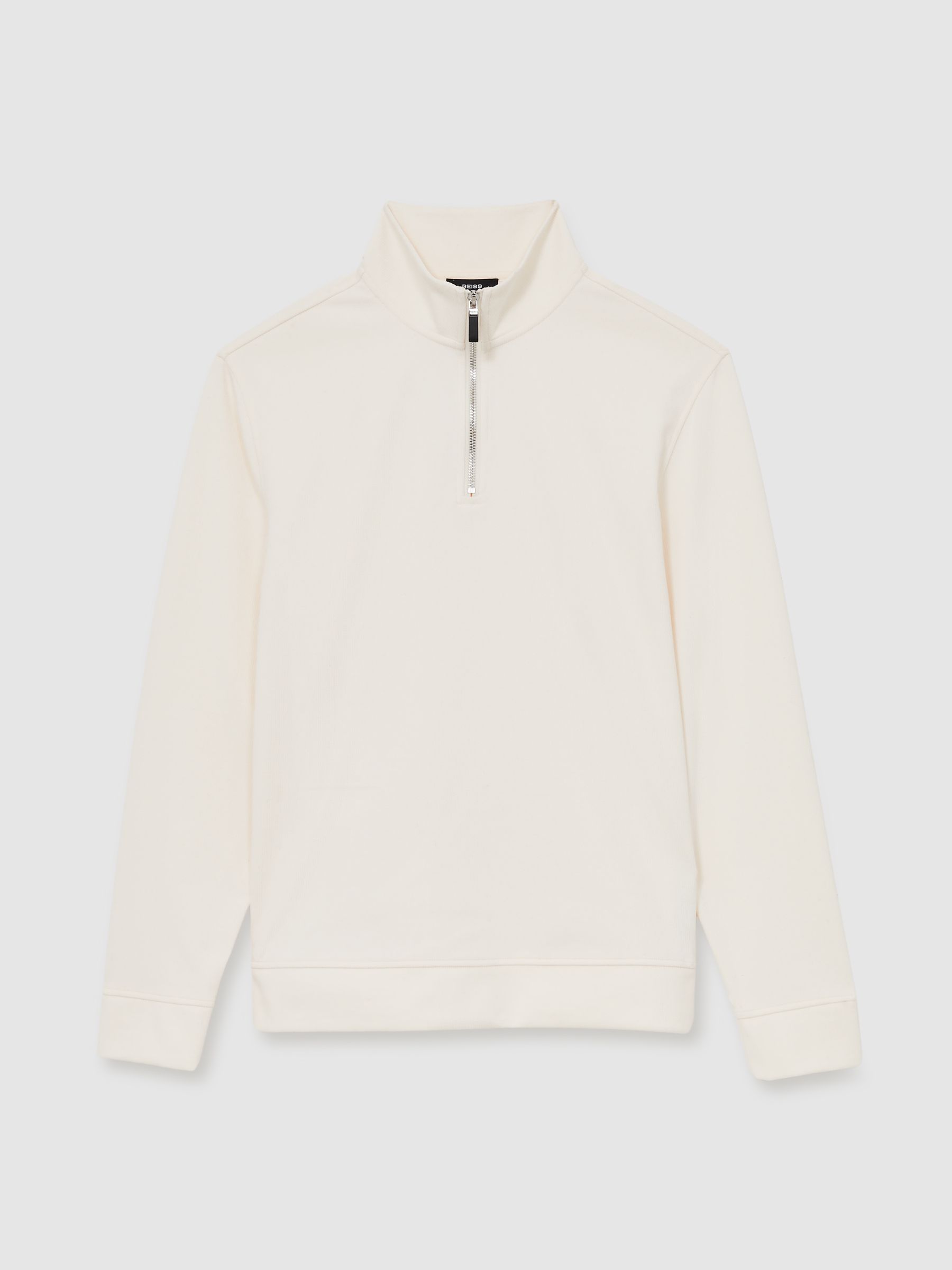 Brushed-Corduroy Half-Zip Jumper in Off White - Image 2 of 6