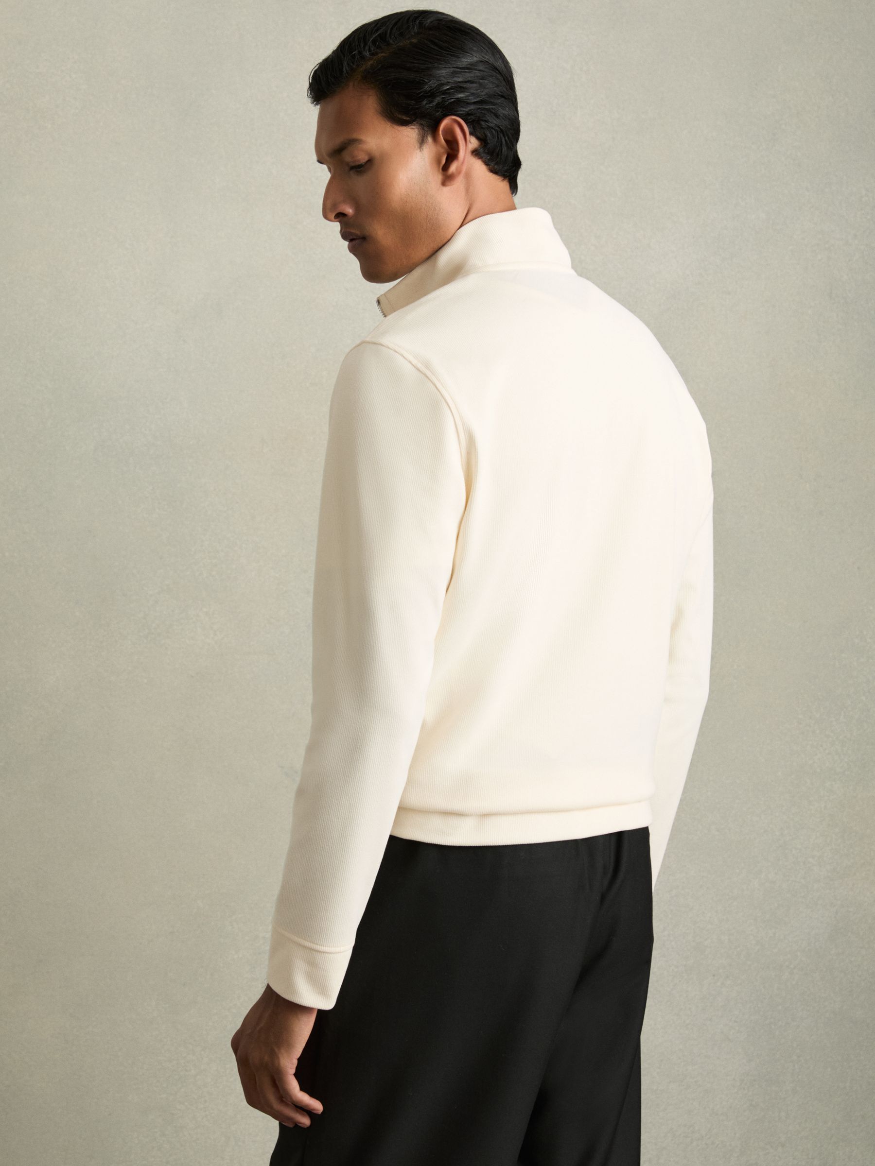Brushed-Corduroy Half-Zip Jumper in Off White - Image 5 of 6