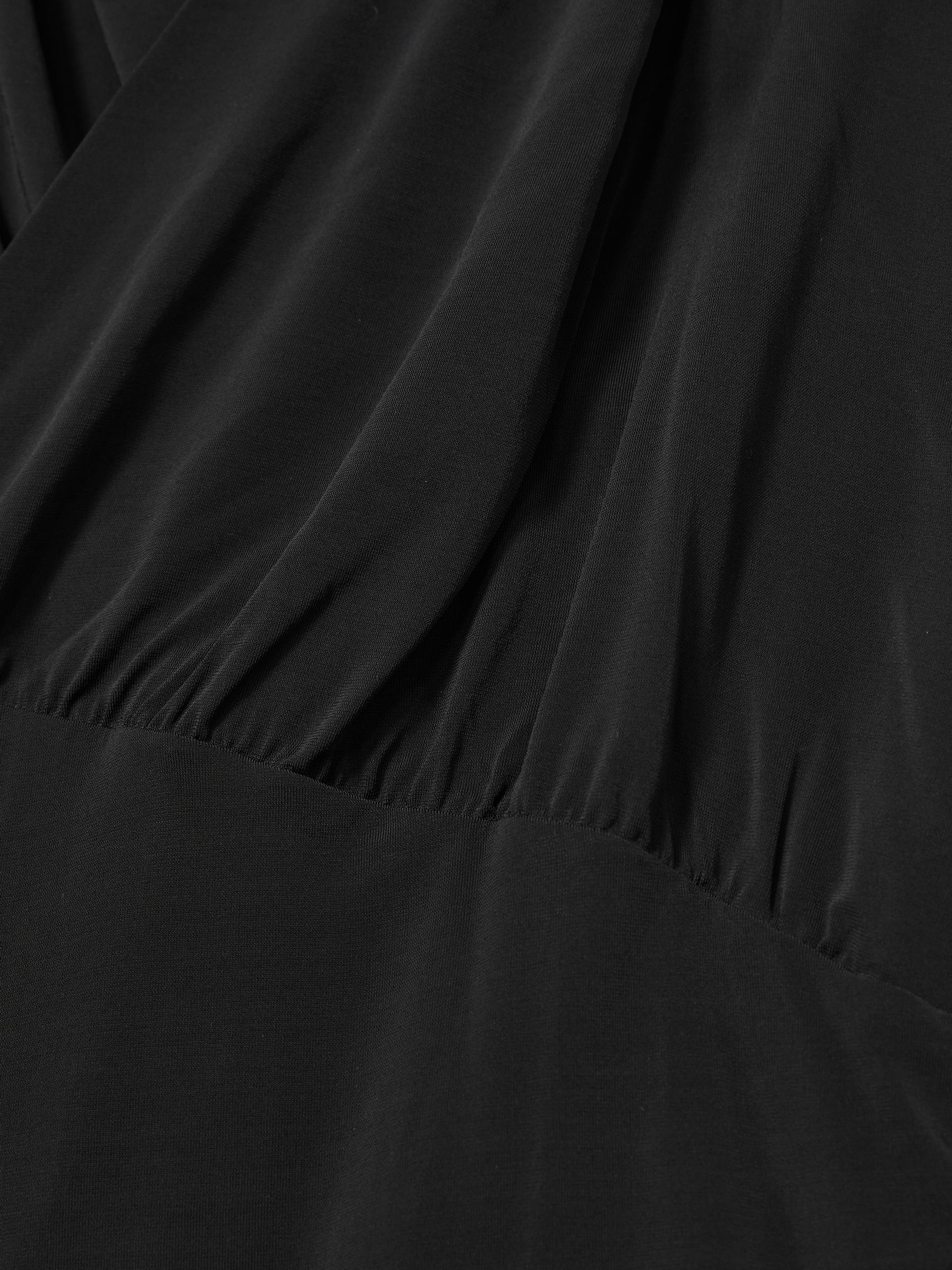 Mesh Wrap-Neck Ruched Top in Black - Image 5 of 5