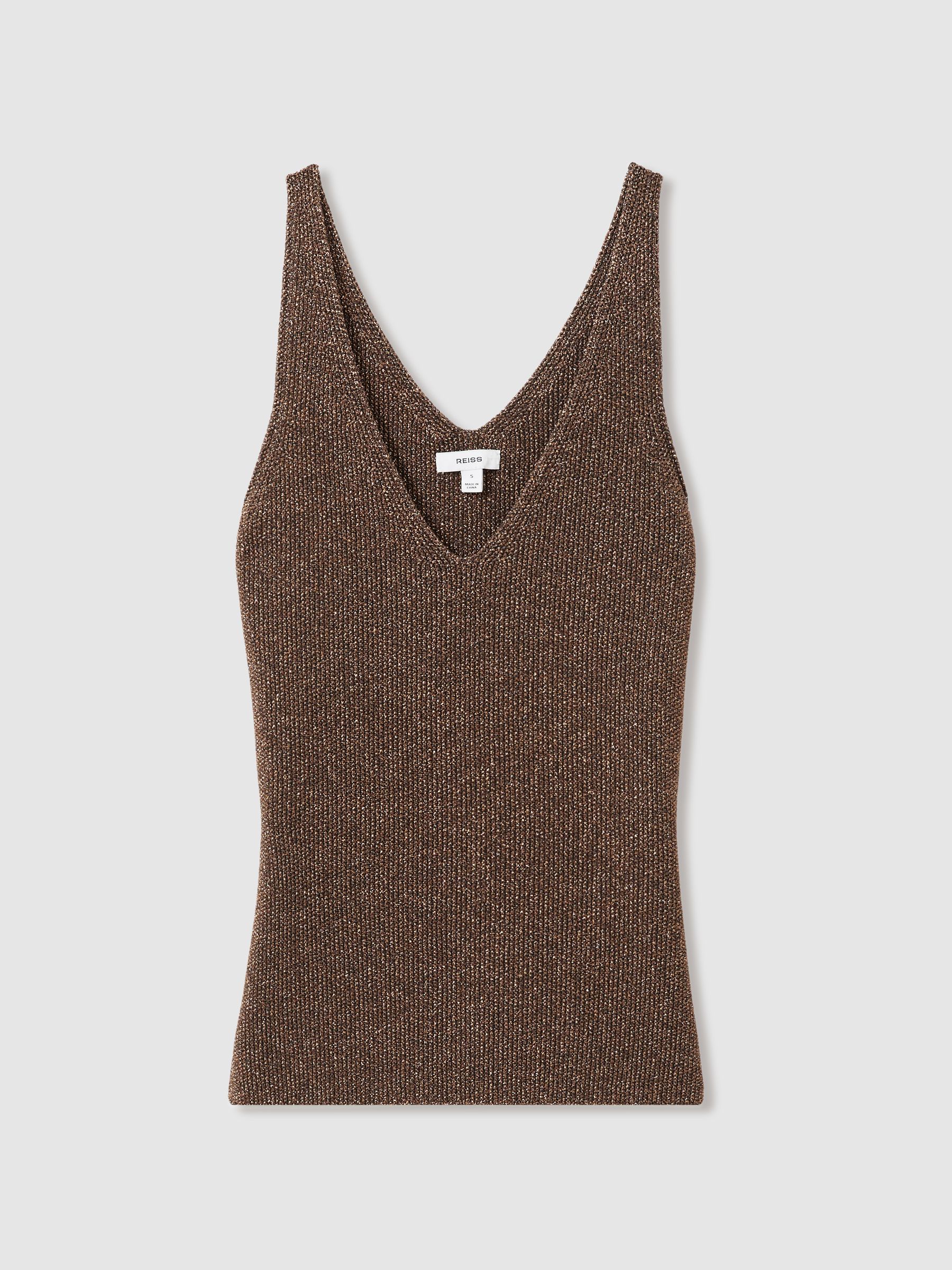 Metallic V-Neck Vest in Bronze - Image 2 of 6