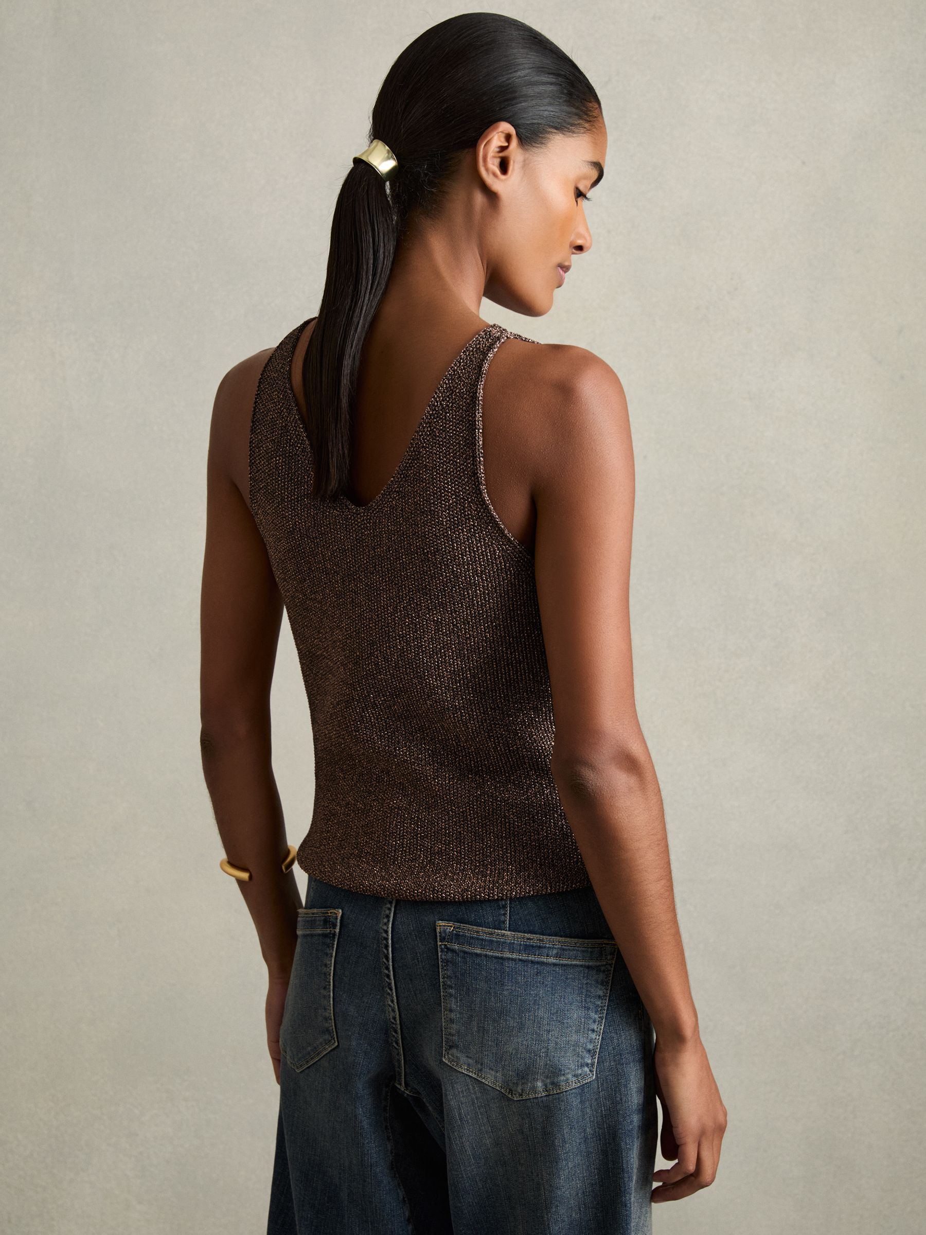 Metallic V-Neck Vest in Bronze - Image 5 of 6