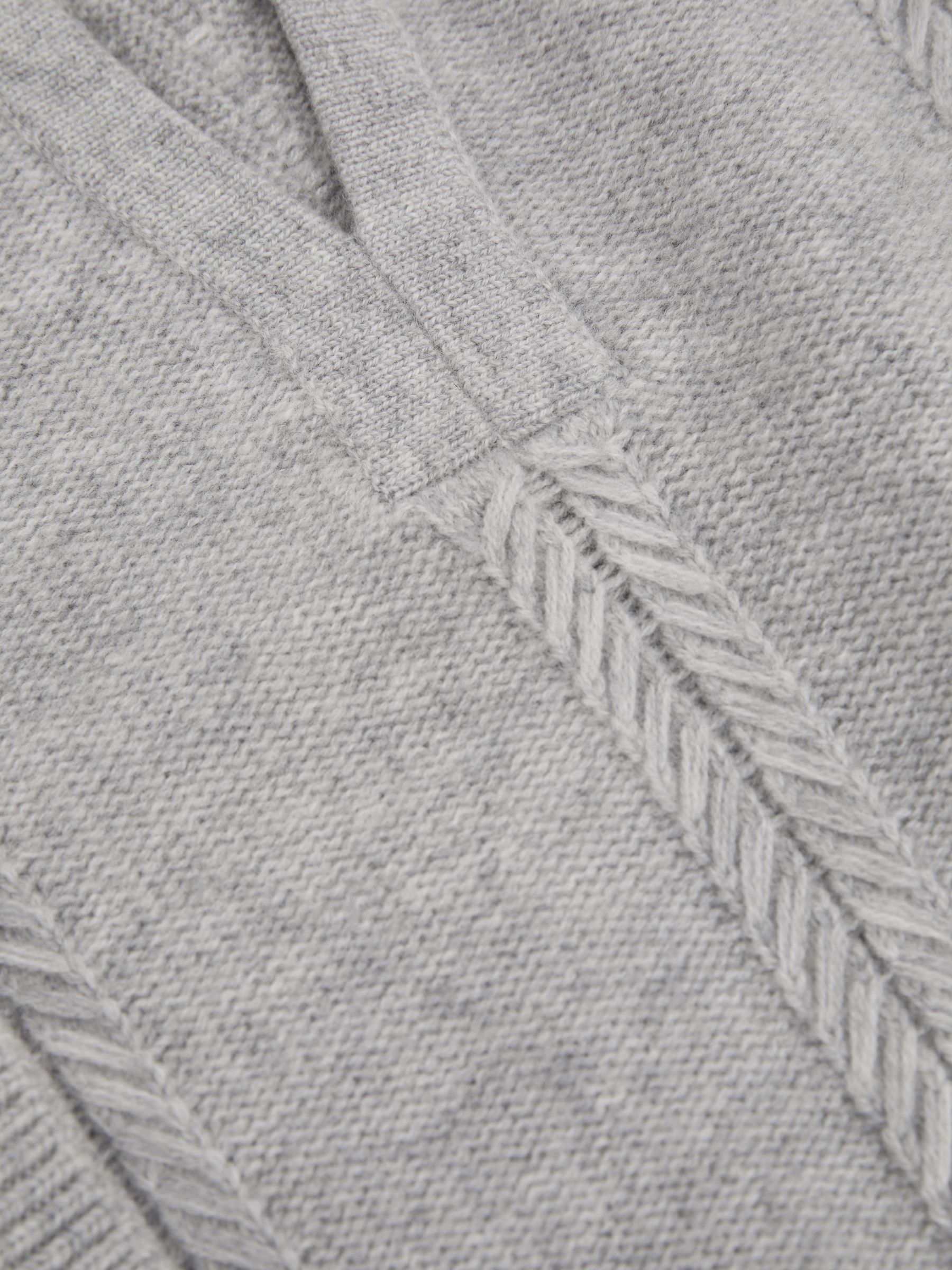 Wool-Cashmere Cropped Open-Collar Jumper in Grey Marl - Image 6 of 6