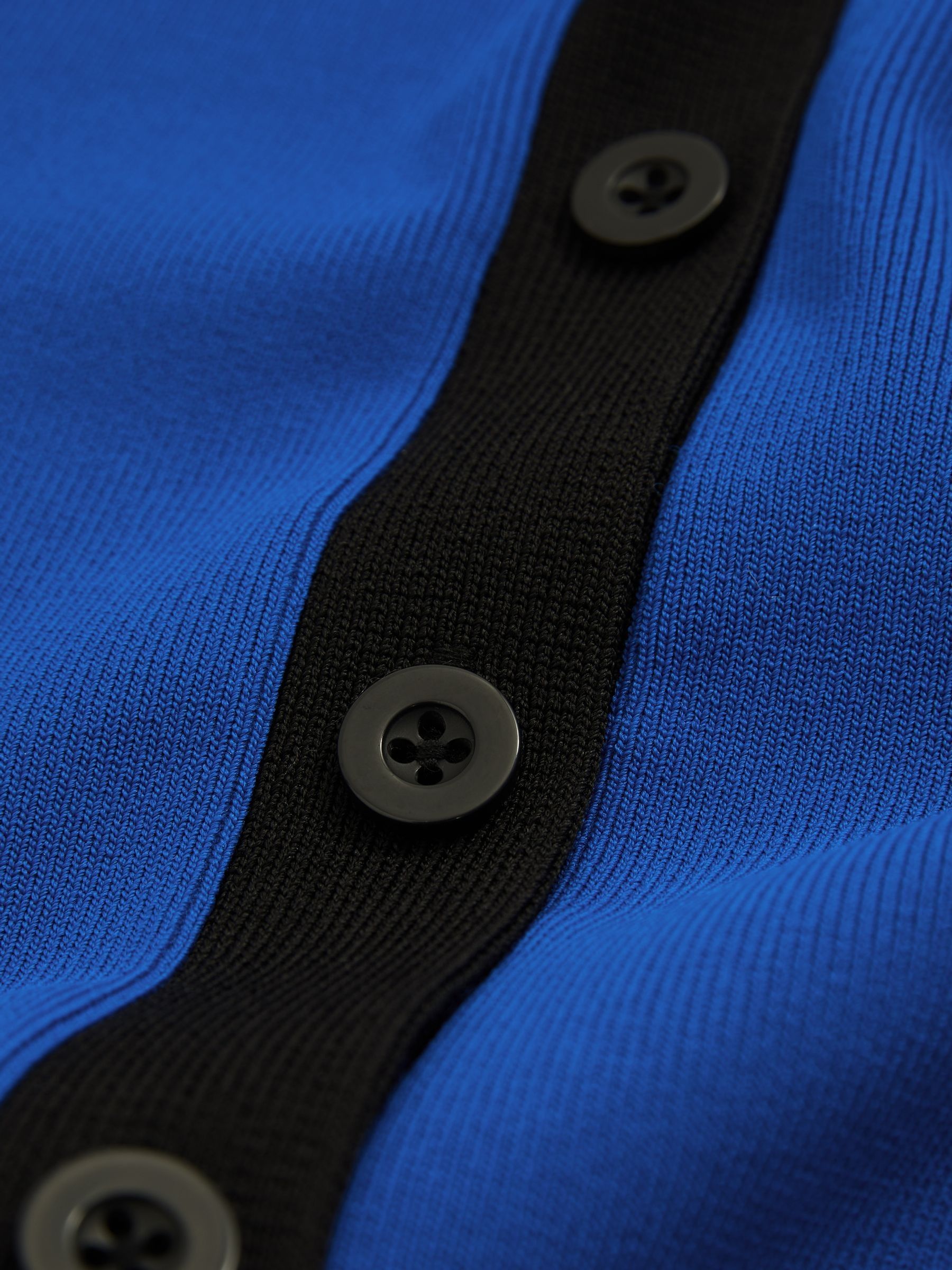 Florere Bright Blue Contrast Trim Cropped Cardigan in Bright Blue - Image 6 of 6