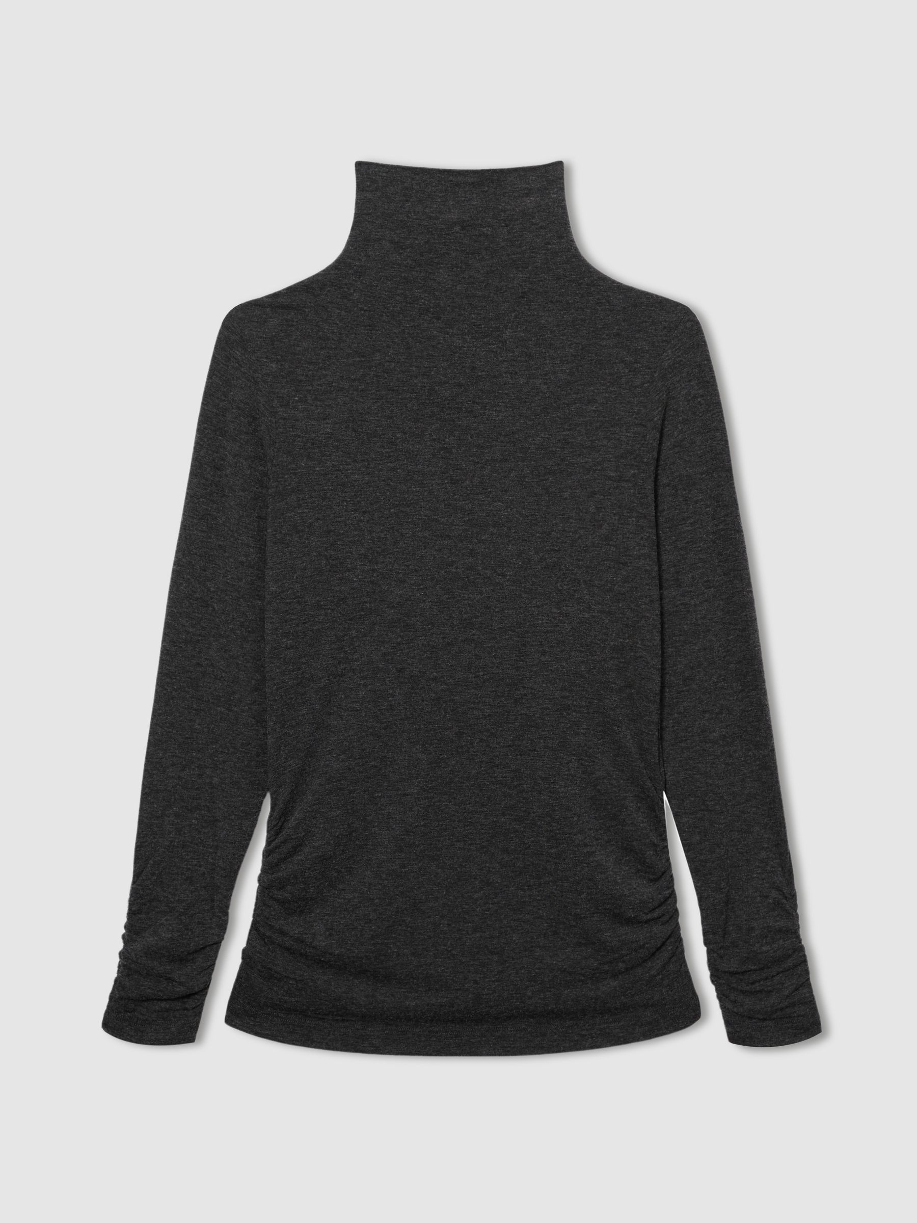 Ruched Jersey Top with Wool in Black - Image 2 of 6