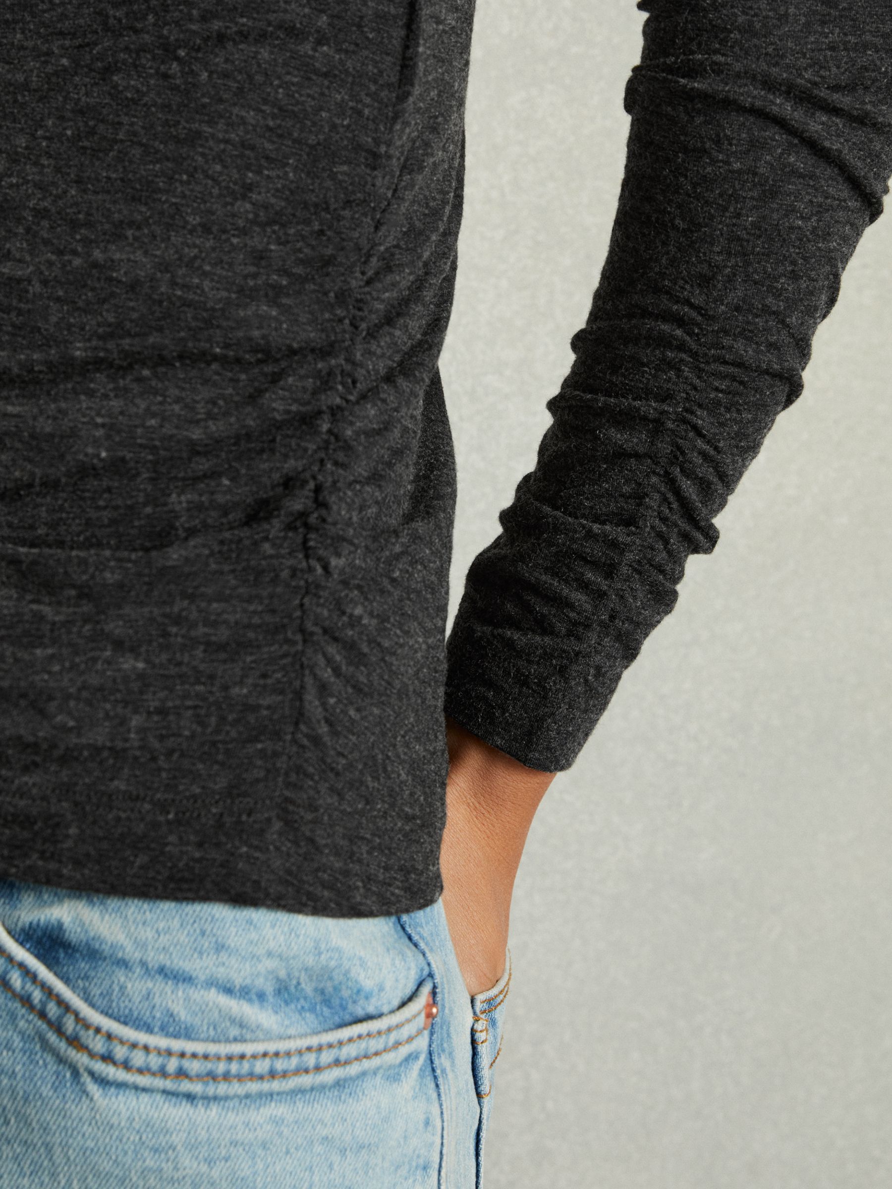 Ruched Jersey Top with Wool in Black - Image 4 of 6