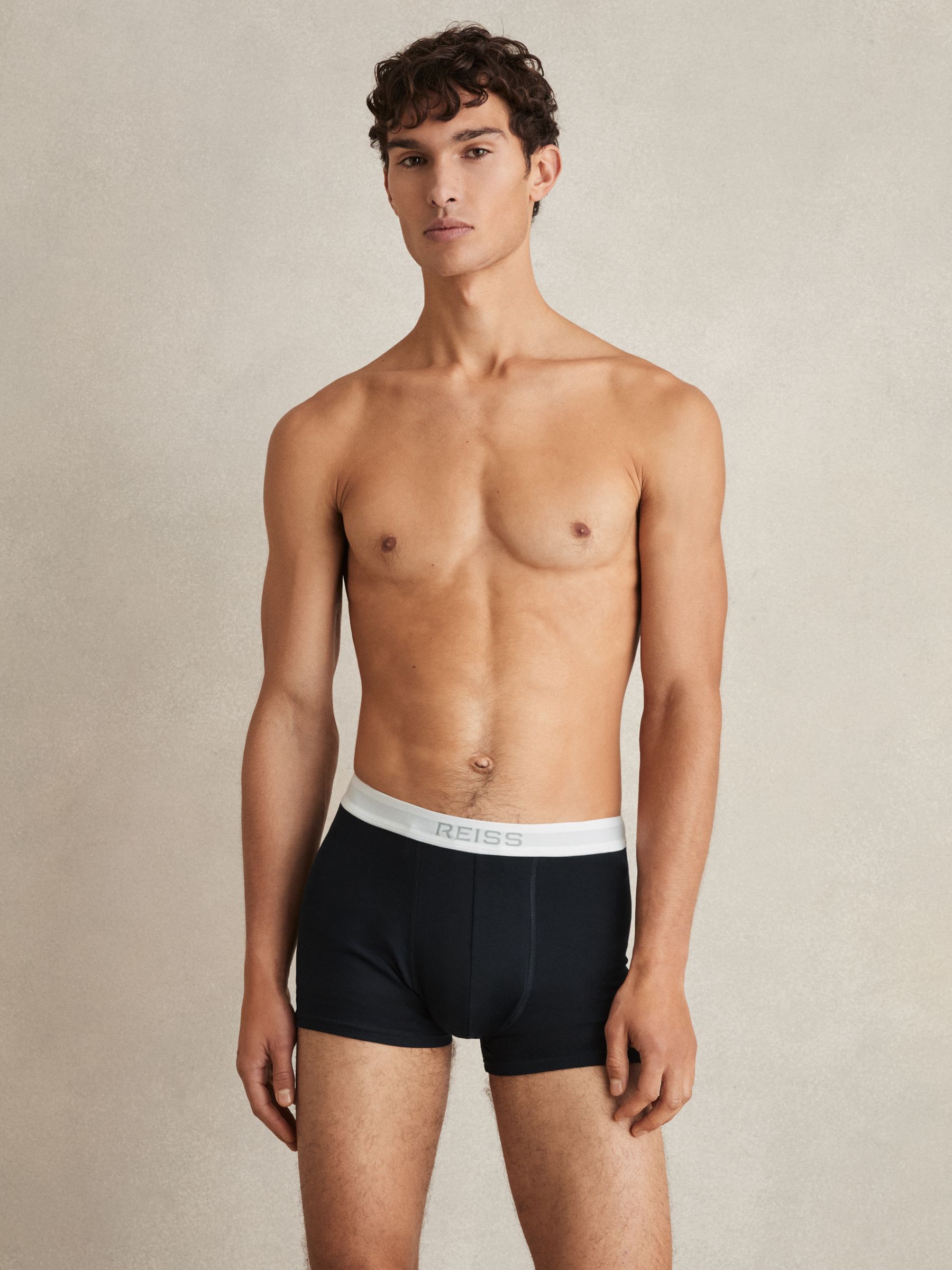 3 Pack Stretch-Cotton Boxers in Navy - Image 2 of 4