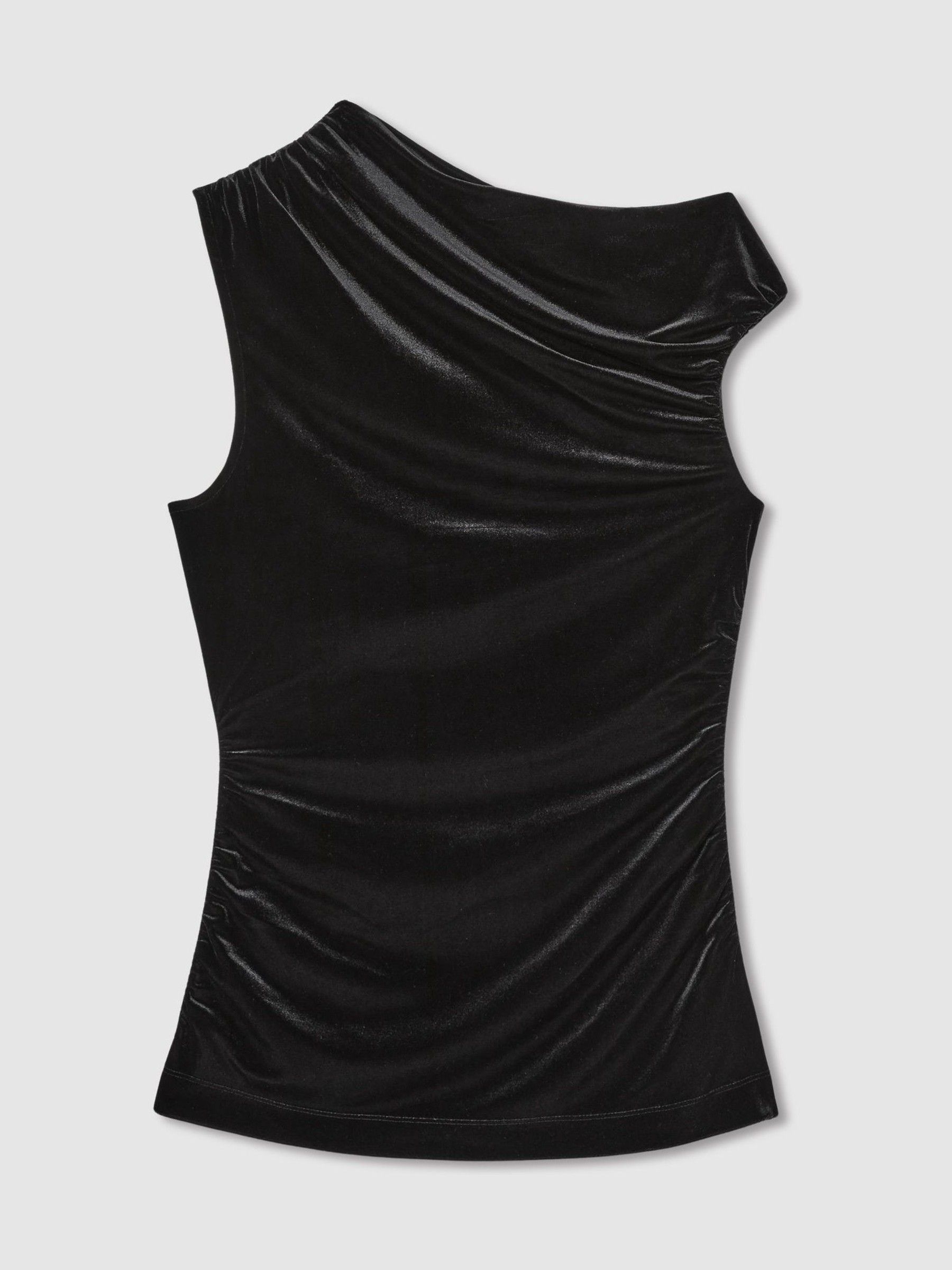 Velvet Drape Off-Shoulder Top in Black - Image 2 of 6