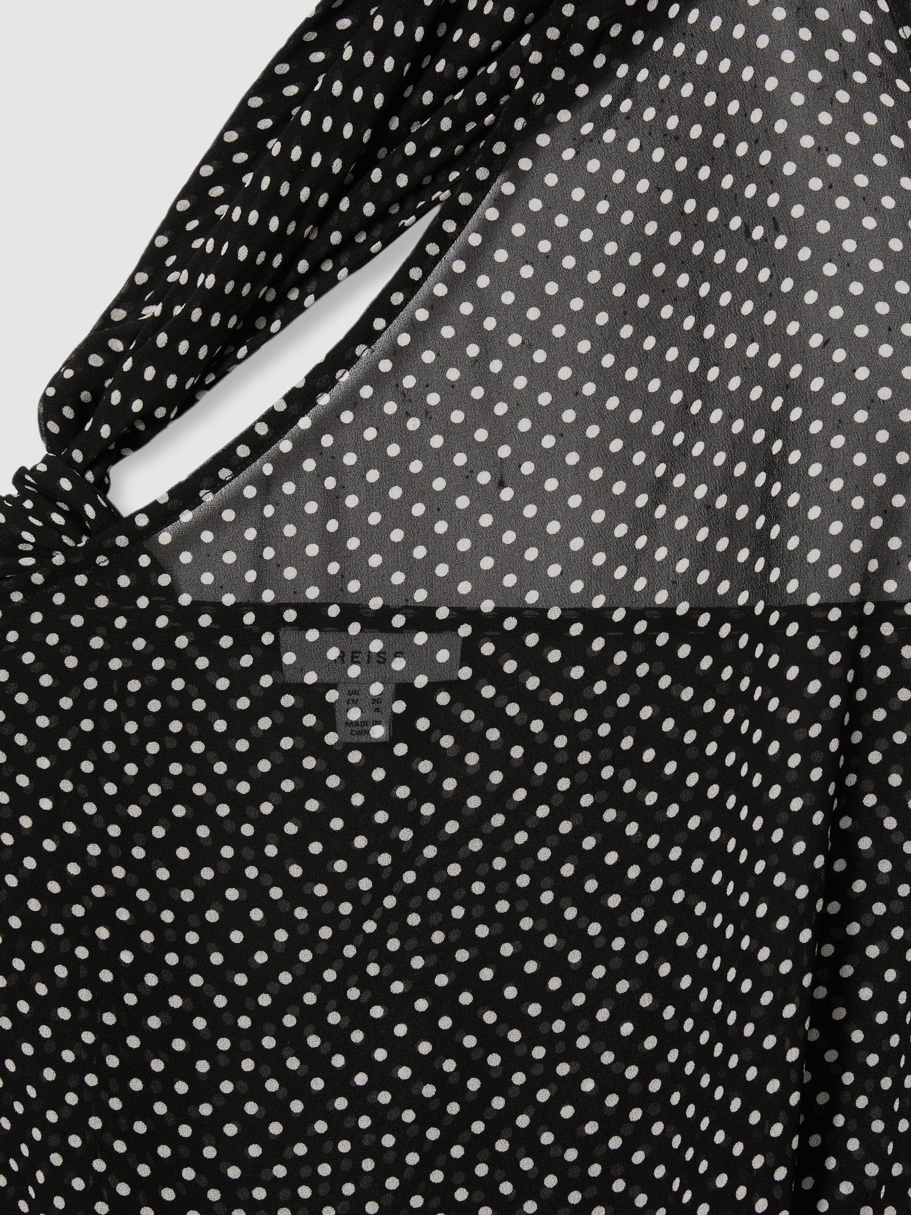One-Shoulder Polka-Dot Georgette Top in Black - Image 6 of 6