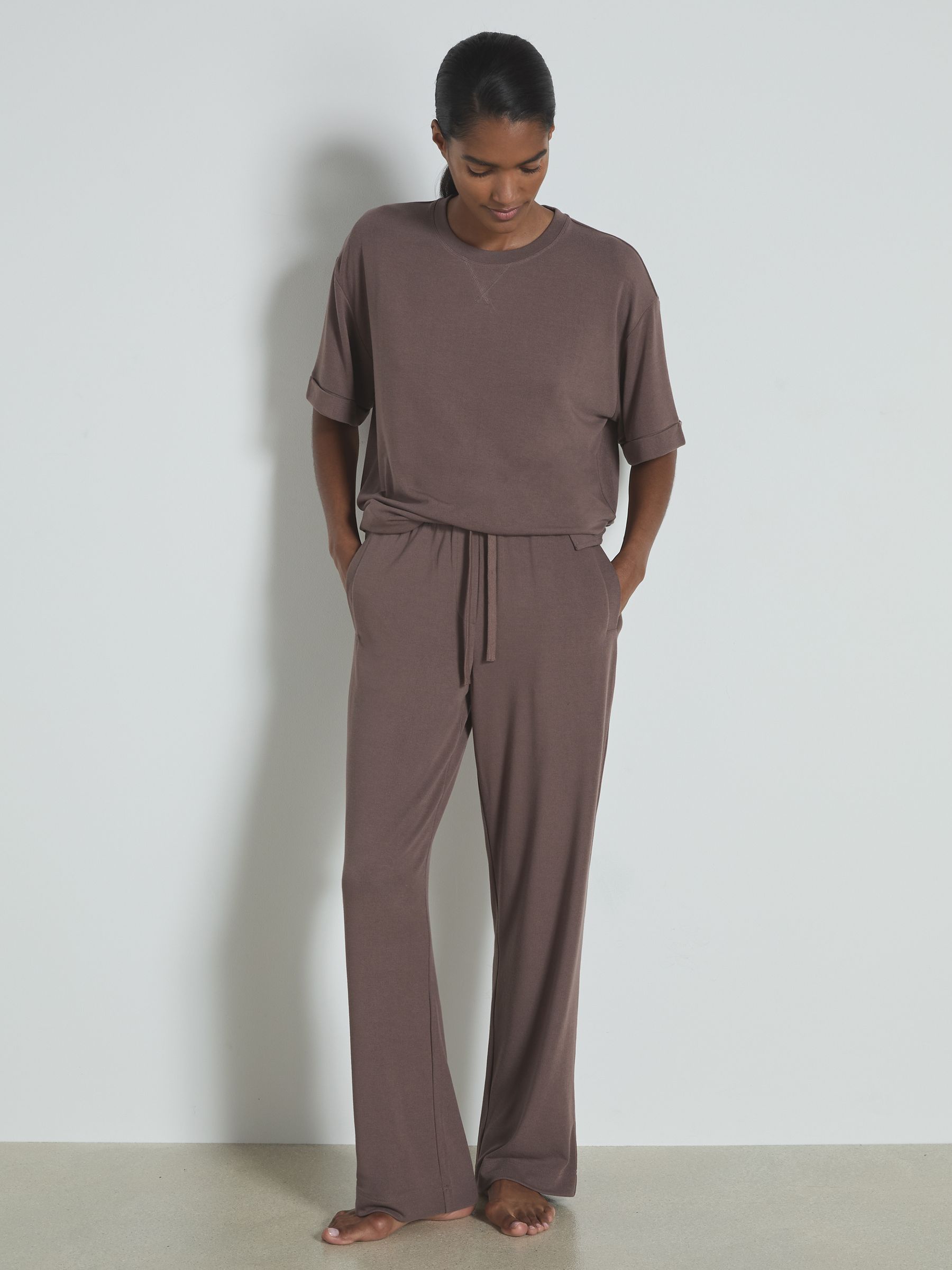 Thermal Jersey Drawstring Joggers in Dark Mink - Image 1 of 5