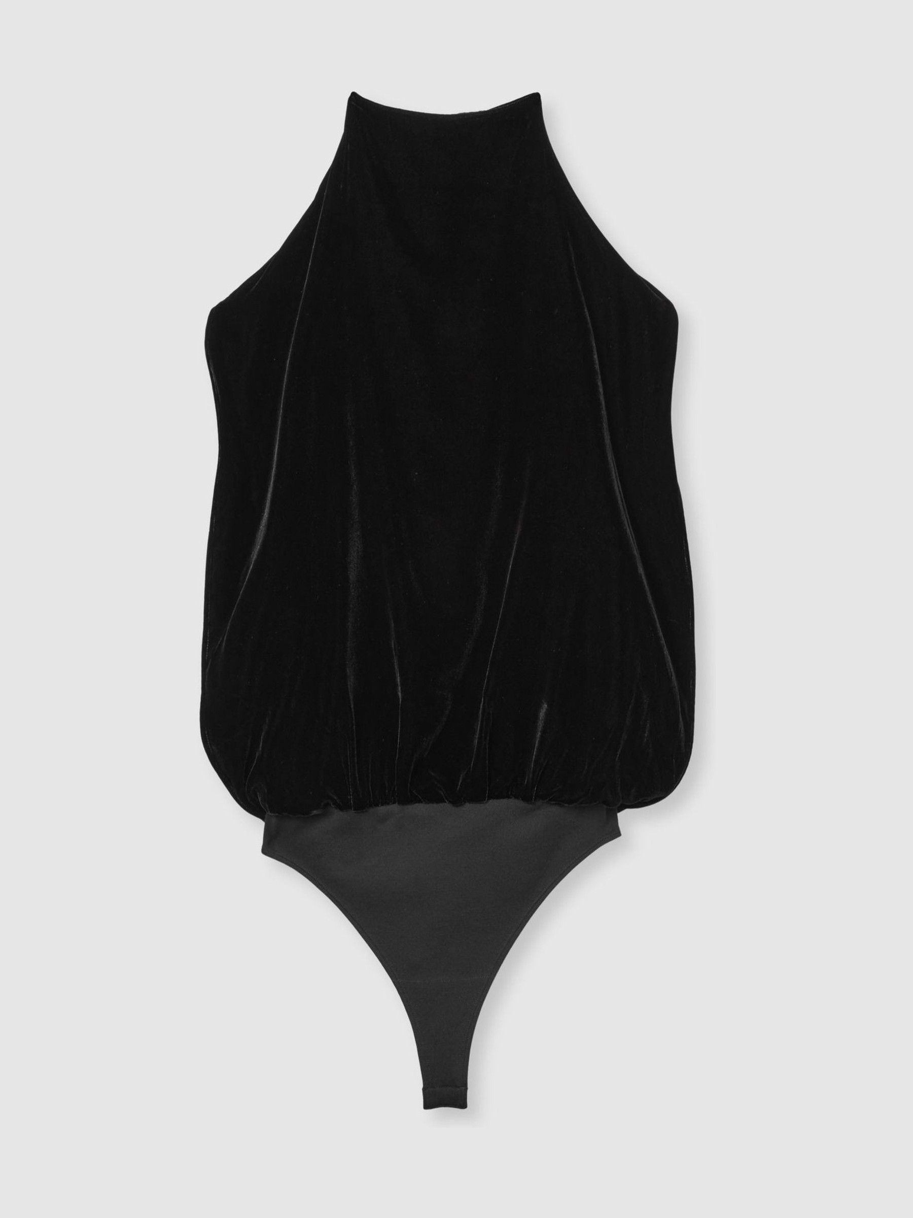 Atelier Velvet Draped Sleeveless Bodysuit in Black - Image 5 of 6