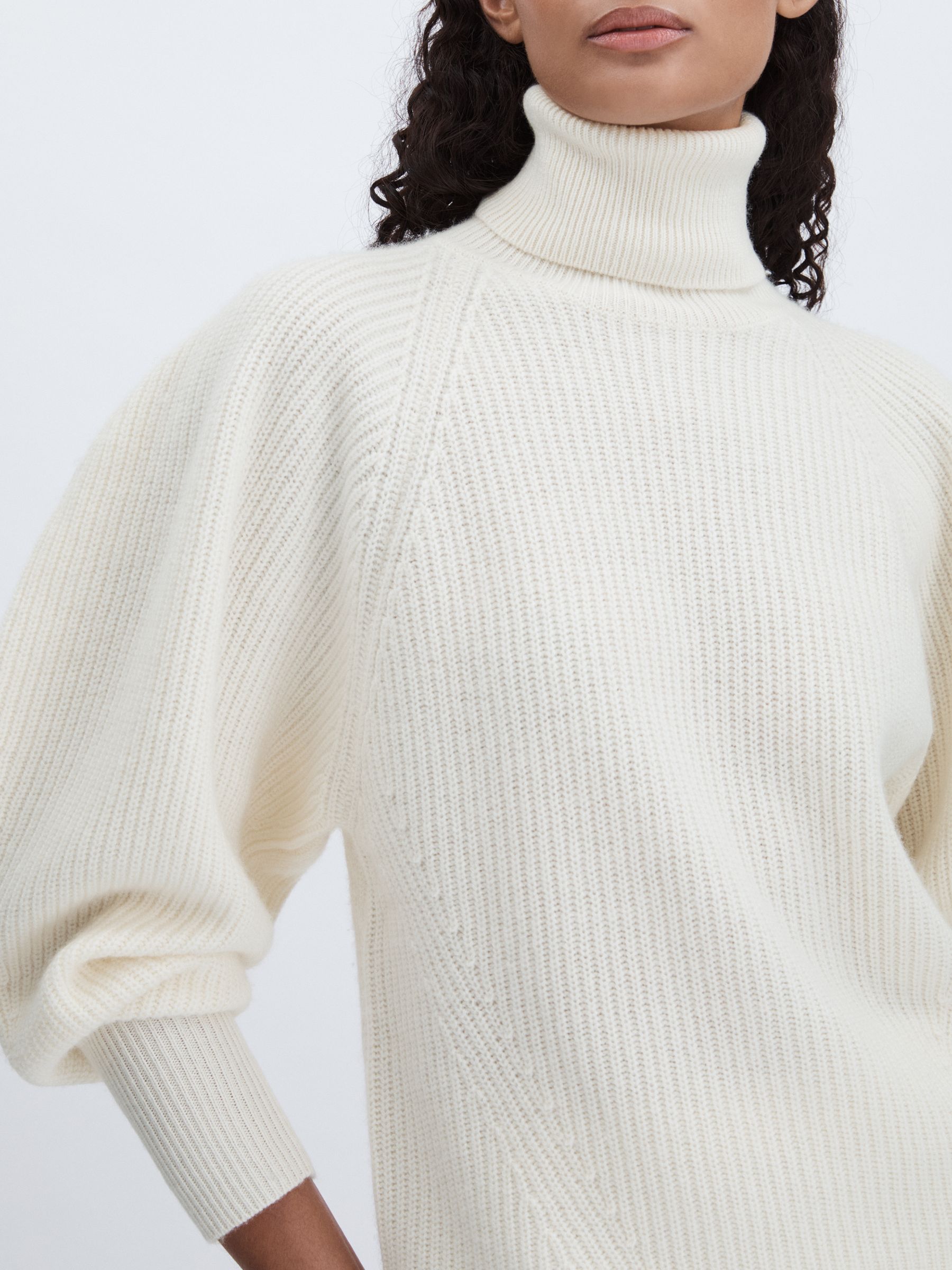 Wool Cashmere Roll Neck Jumper in Cream - Image 4 of 6