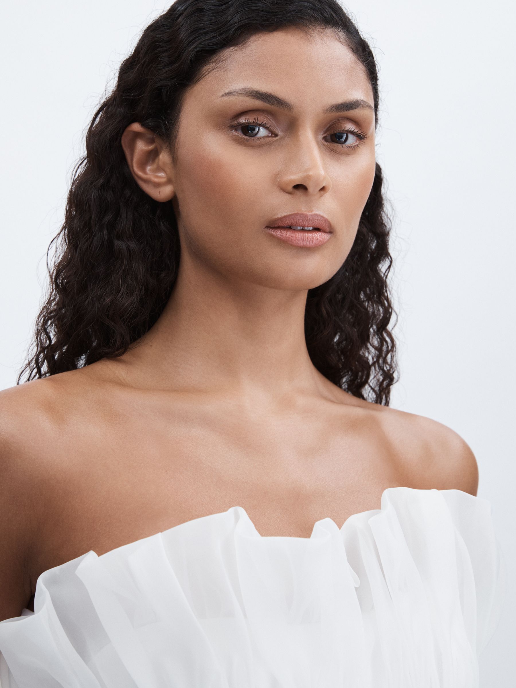 Acler Organza Pintuck Strapless Top in Ivory - Image 4 of 7