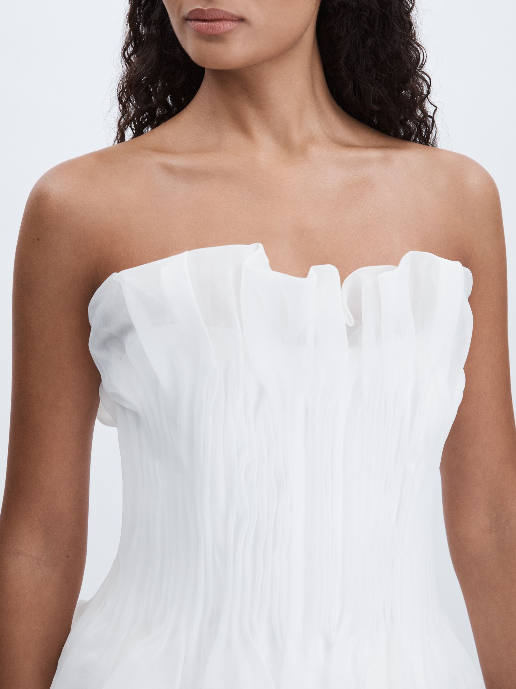 Acler Organza Pintuck Strapless Top in Ivory - Image 5 of 7