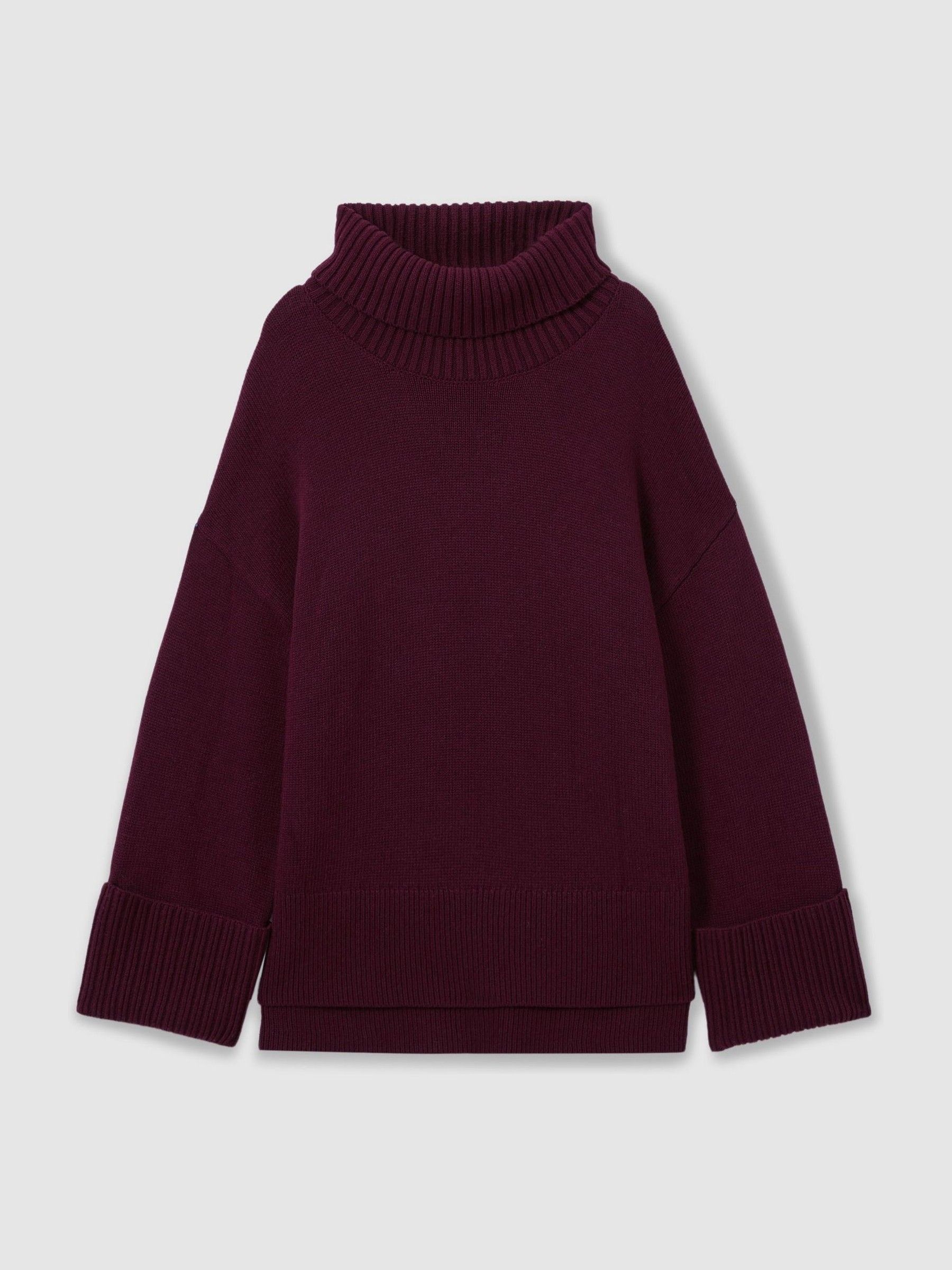 Florere Roll Neck Jumper in Burgundy - Image 2 of 6