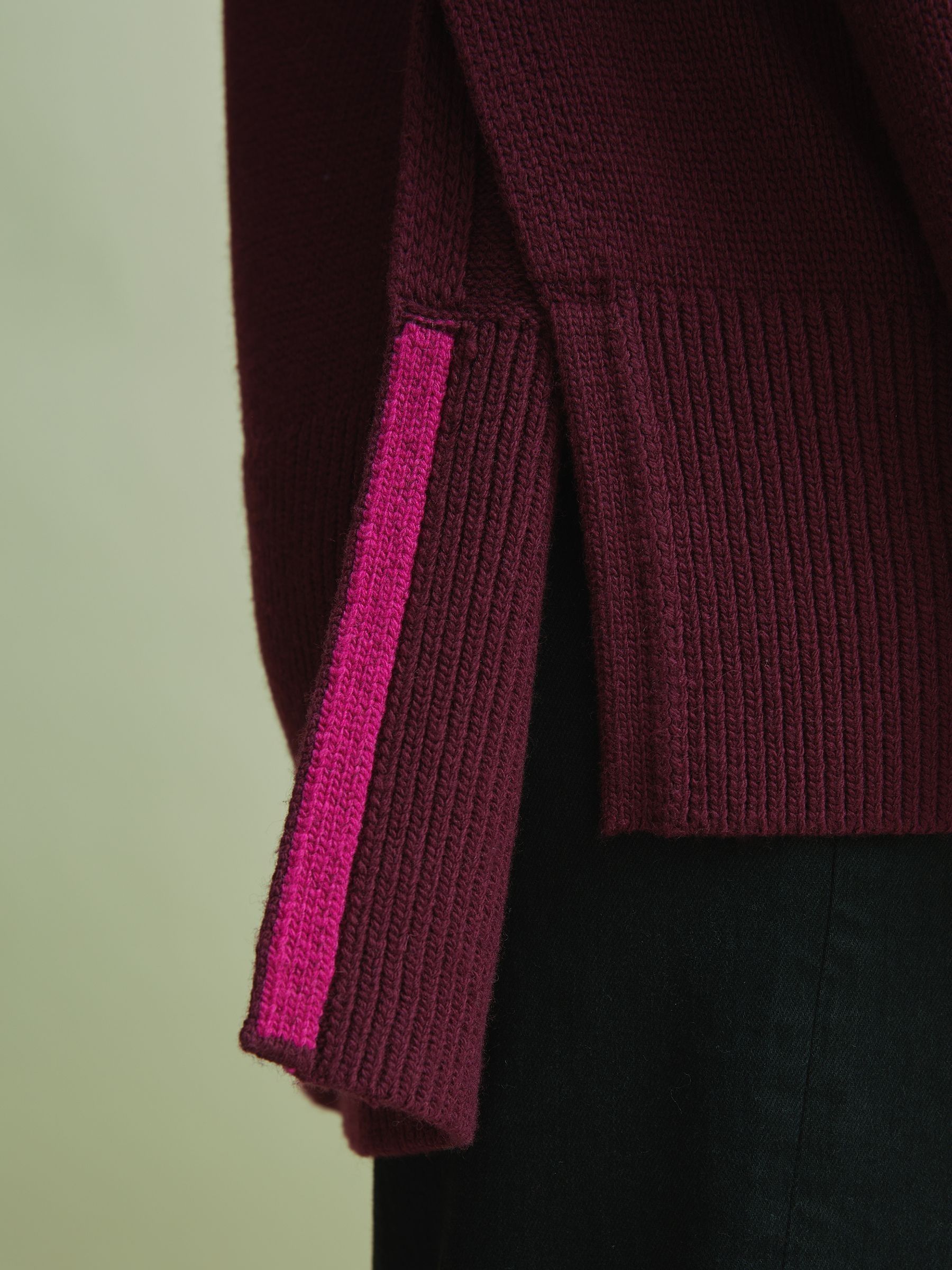 Florere Roll Neck Jumper in Burgundy - Image 4 of 6