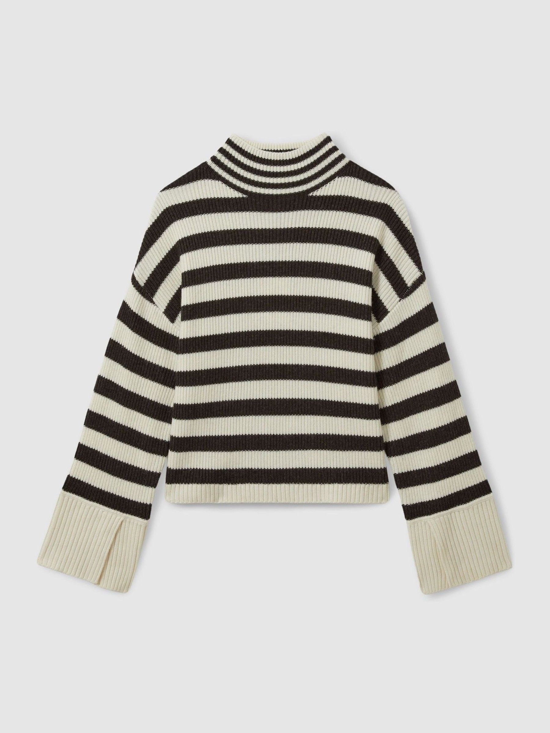 Florere Boxy Striped Jumper in Chocolate/Ivory - Image 2 of 6