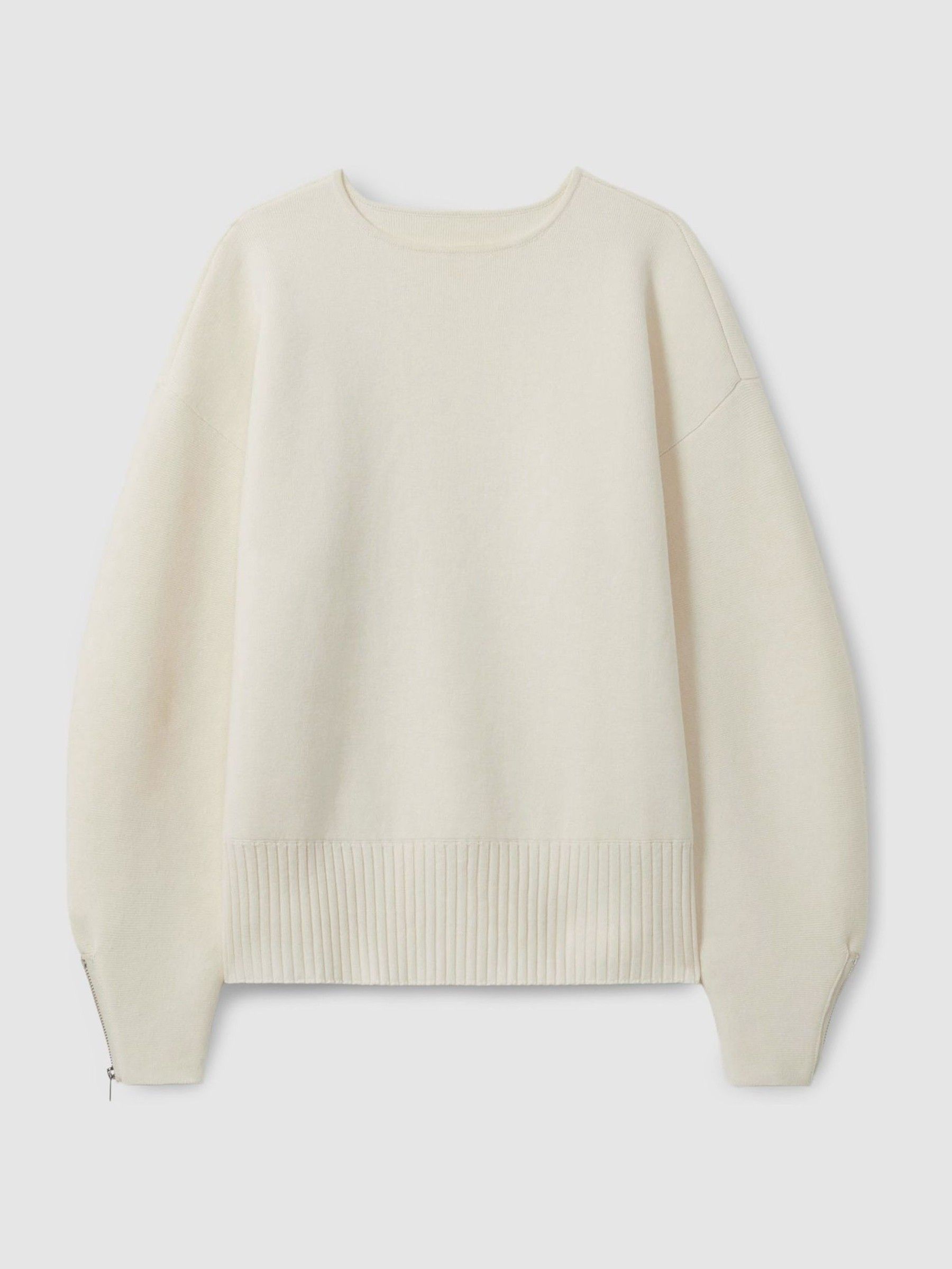 Florere Wool Blend Boxy Blouson Sleeve Jumper in Vanilla - Image 2 of 7