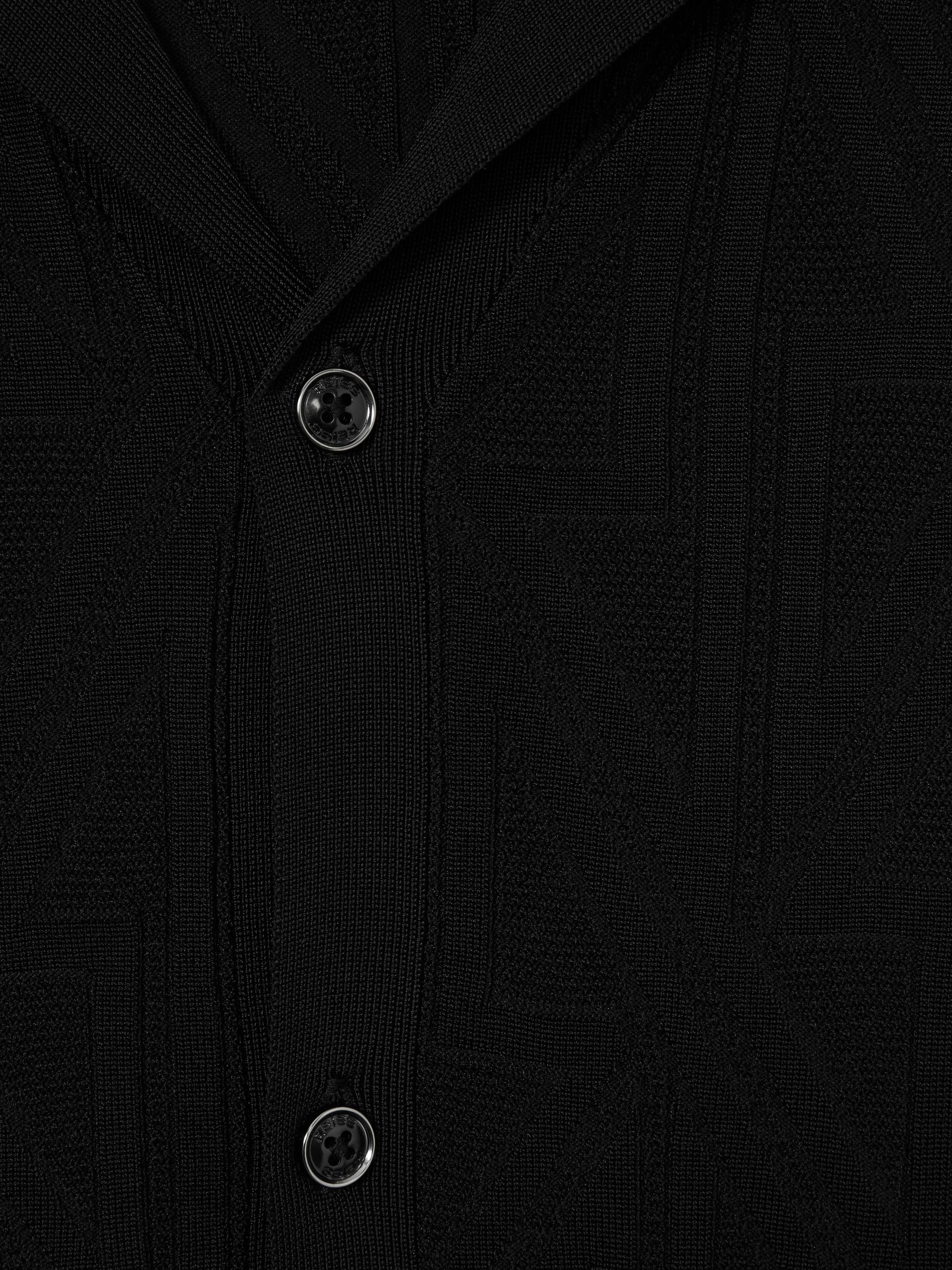 Jacquard Cuban-Collar Button-Through Shirt in Black - Image 7 of 7